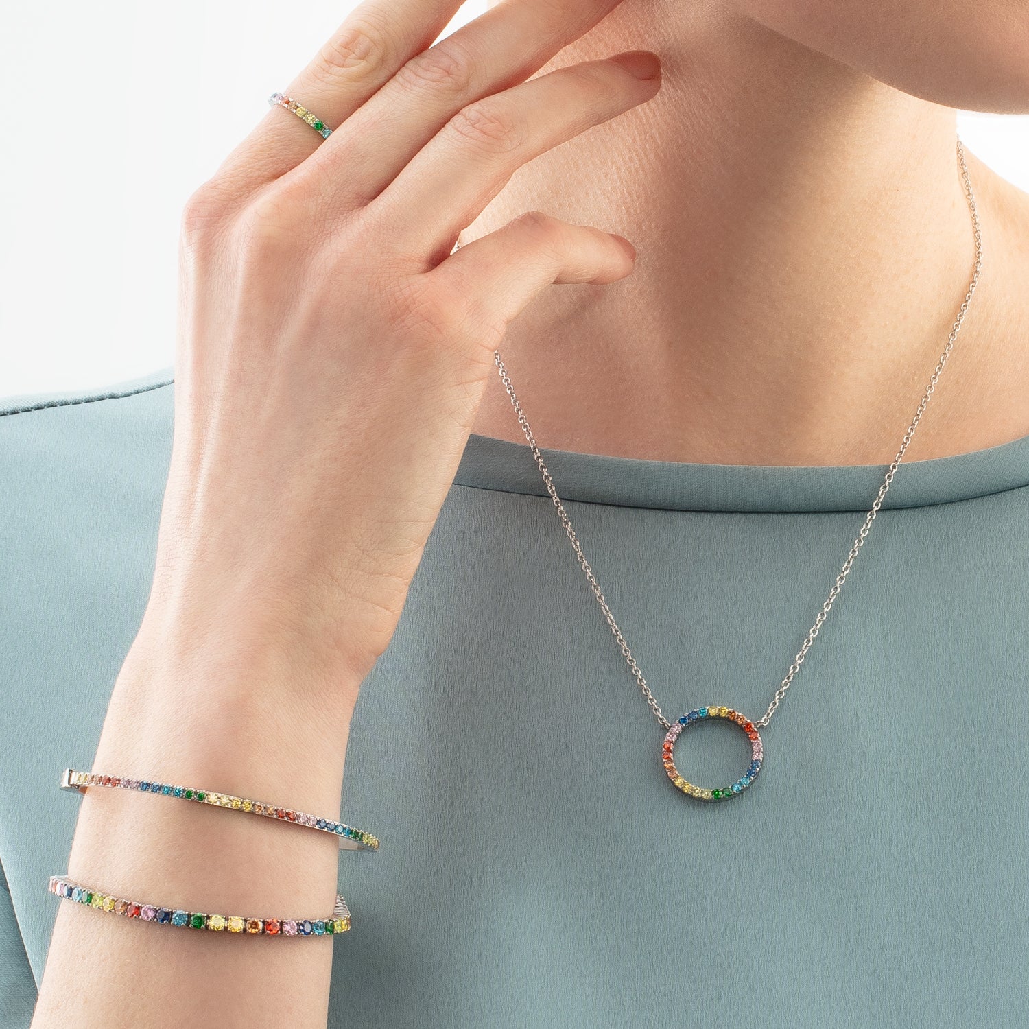 Necklace Sparkling Circle silver-multicolour