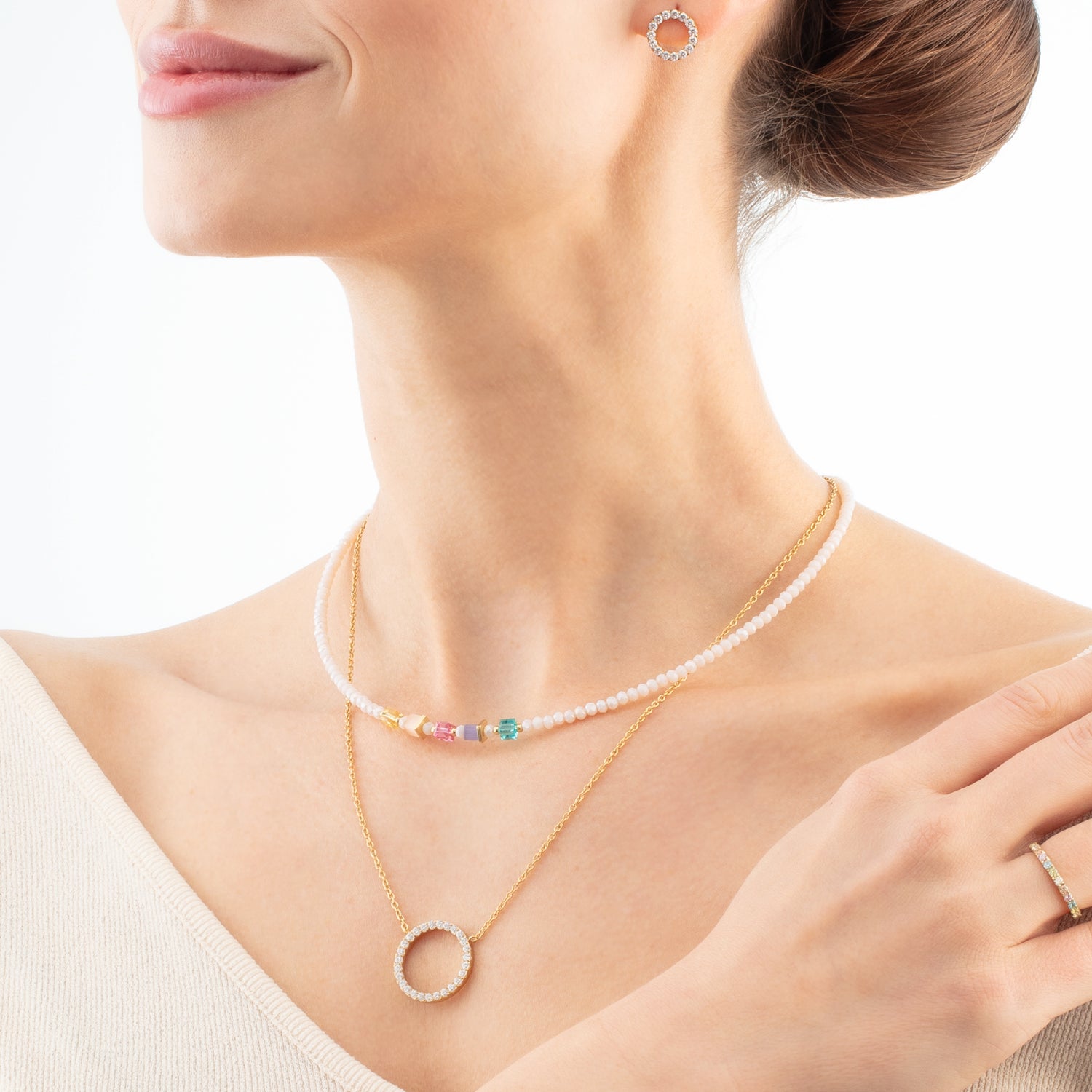 Necklace Sparkling Circle gold-crystal