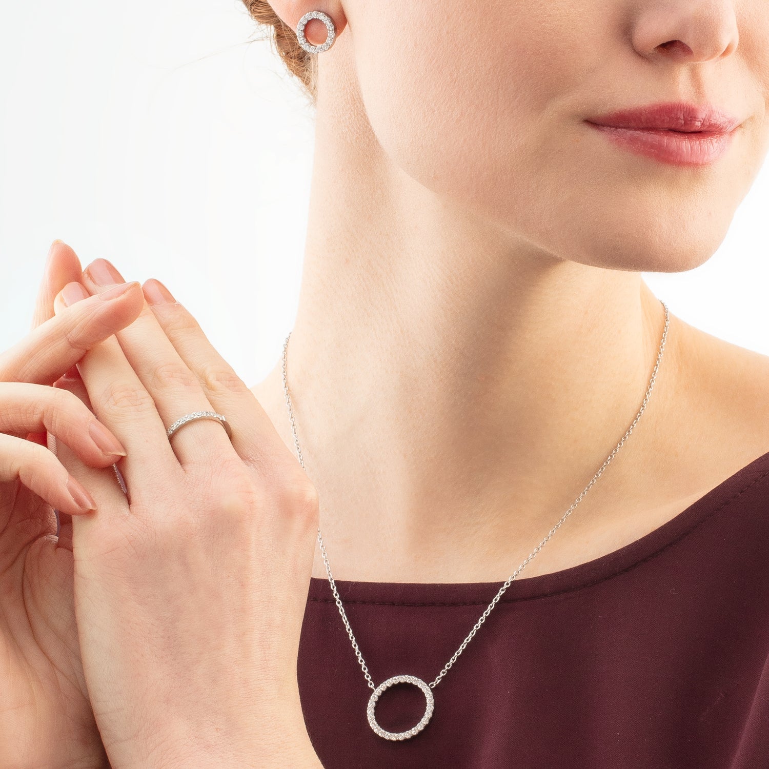 Earrings Sparkling Circle silver-crystal