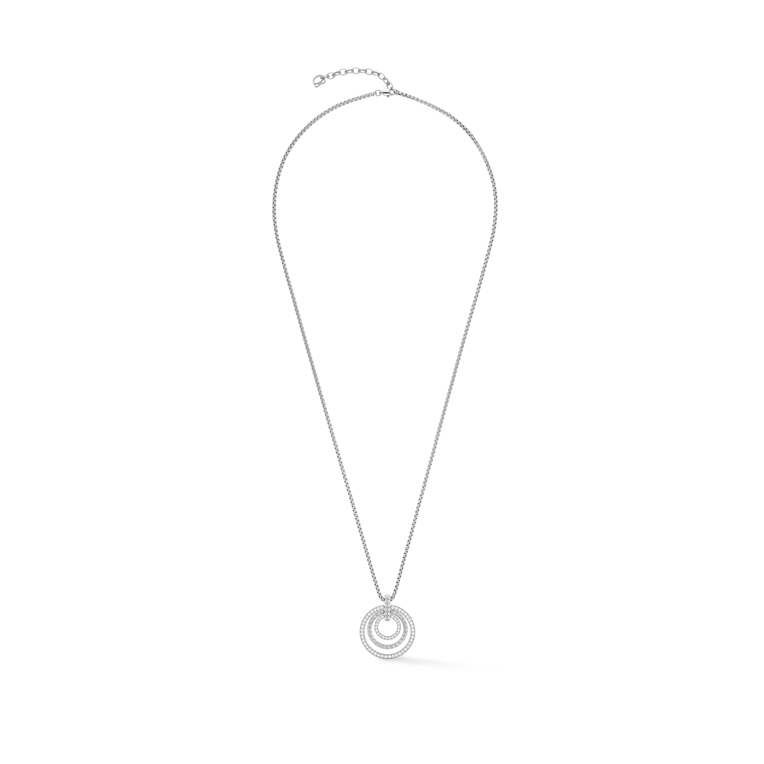 Necklace Circle Trio Crystal Silver