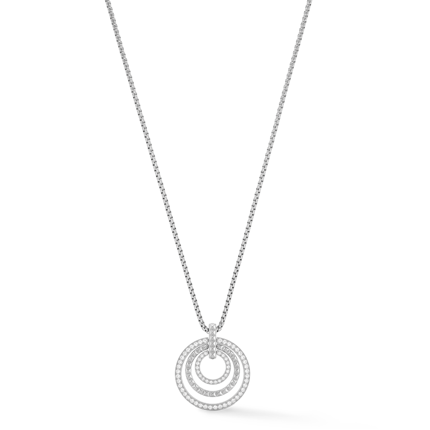 Necklace Circle Trio Crystal Silver