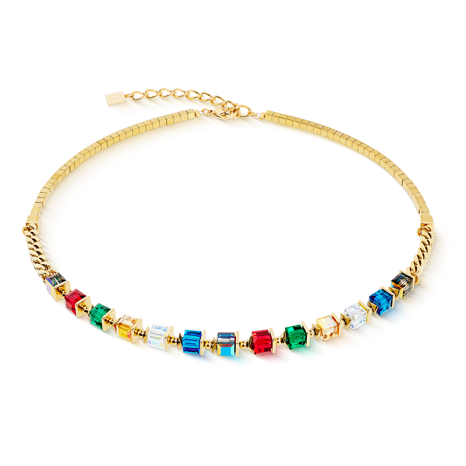 Necklace Sparkling Cubes Fusion Chain gold-multicolour