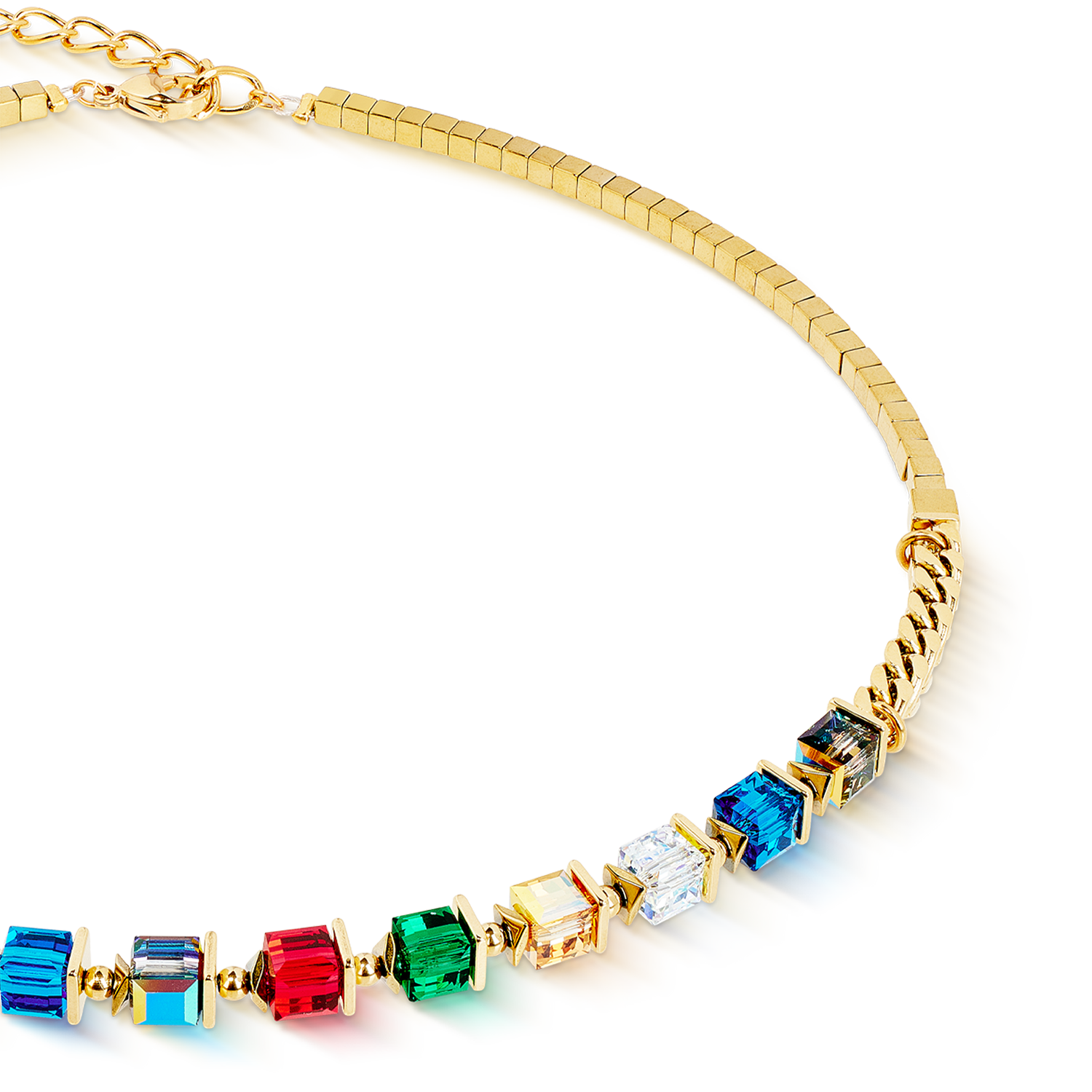 Necklace Sparkling Cubes Fusion Chain gold-multicolour