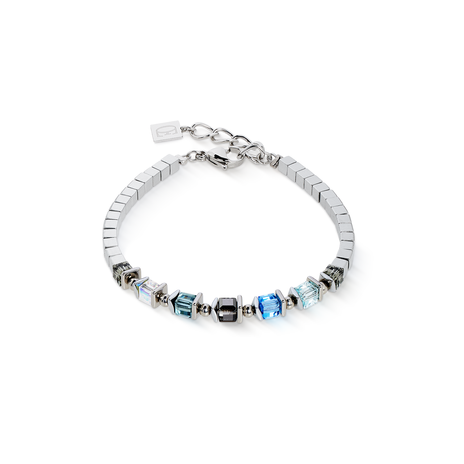 Bracelet Sparkling Cubes Fusion Chain silver-blue