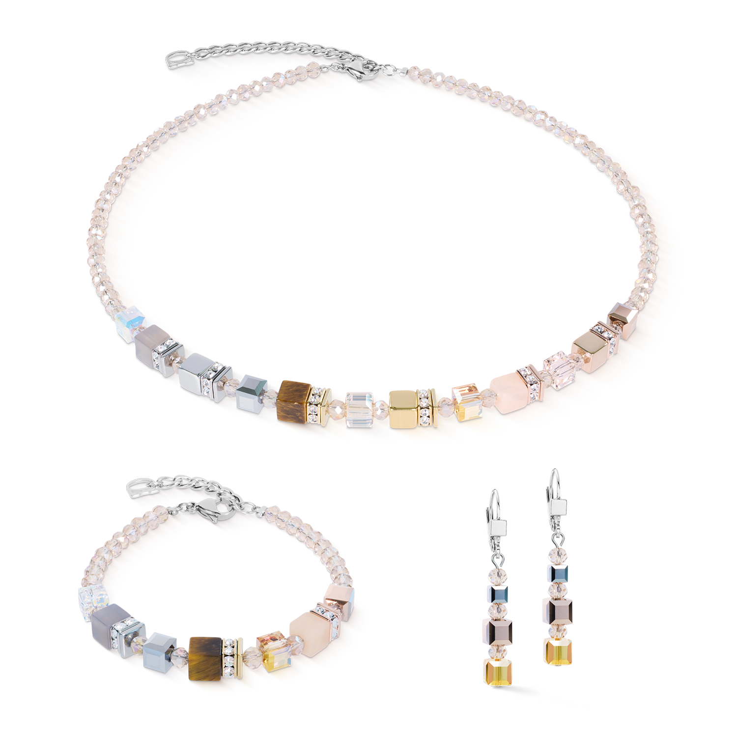GeoCUBE® Precious Nature Drop Earrings Tricolor Sand