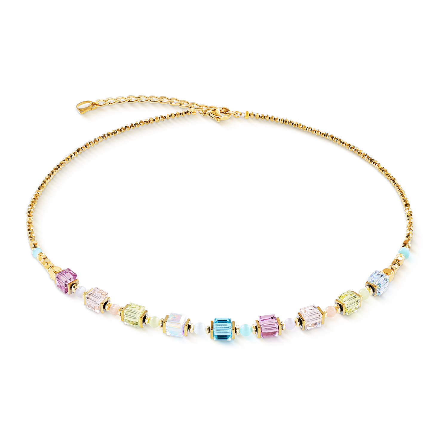 Necklace Cube Aura pastel gold