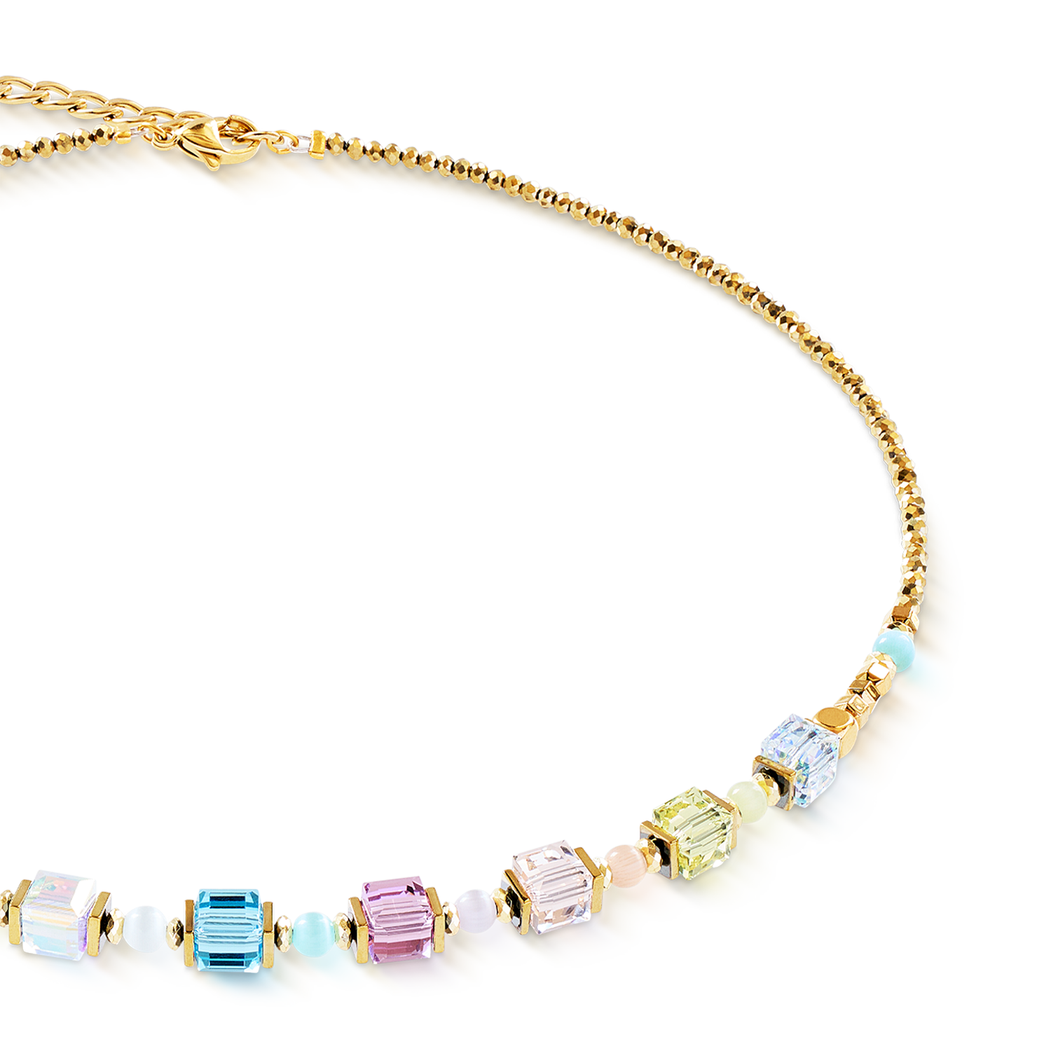 Necklace Cube Aura pastel gold