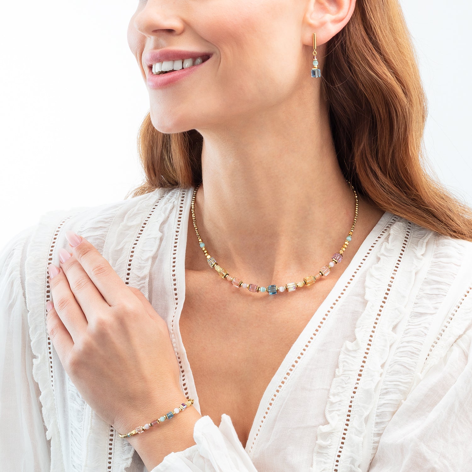 Necklace Cube Aura pastel gold