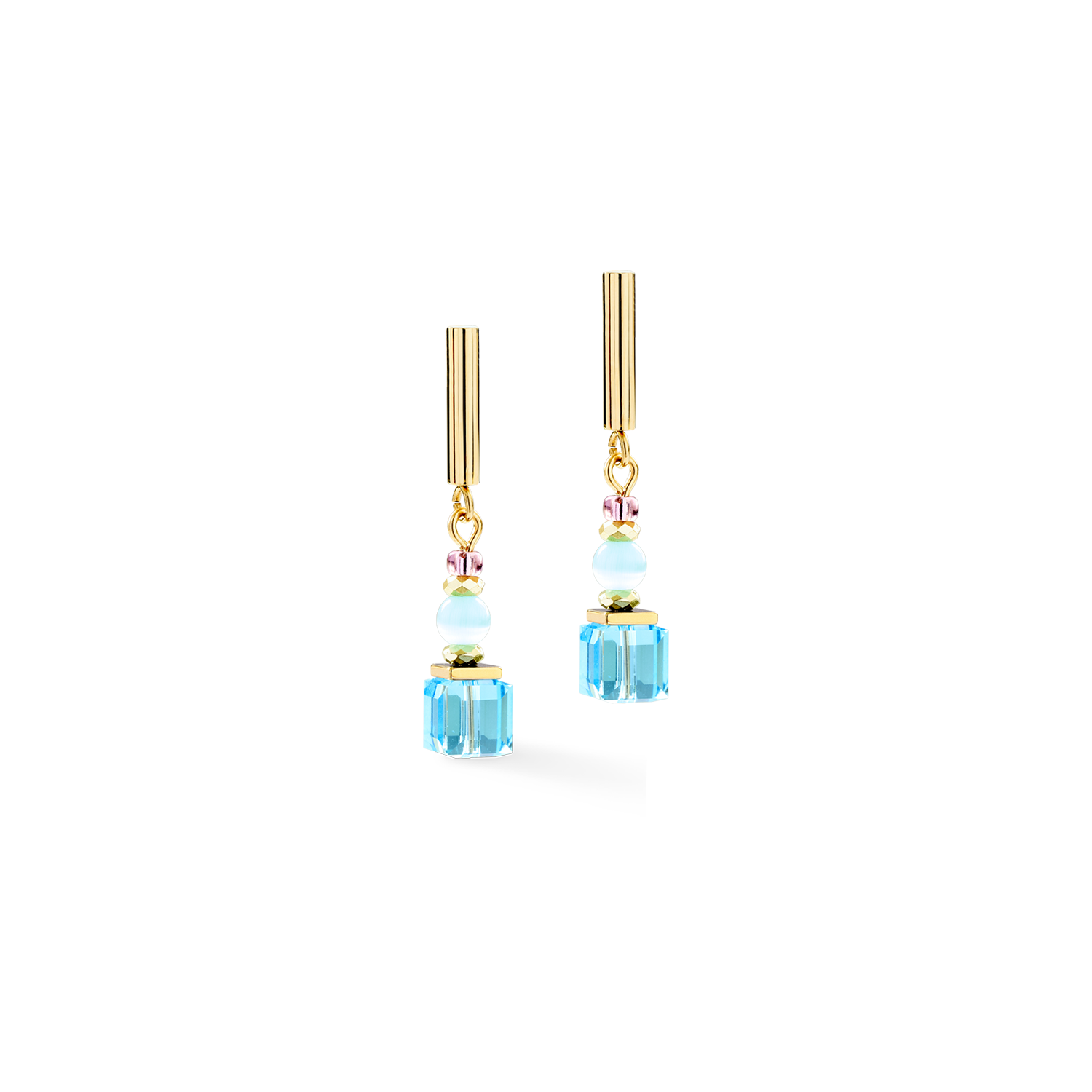 Earrings Cube Aura pastel gold