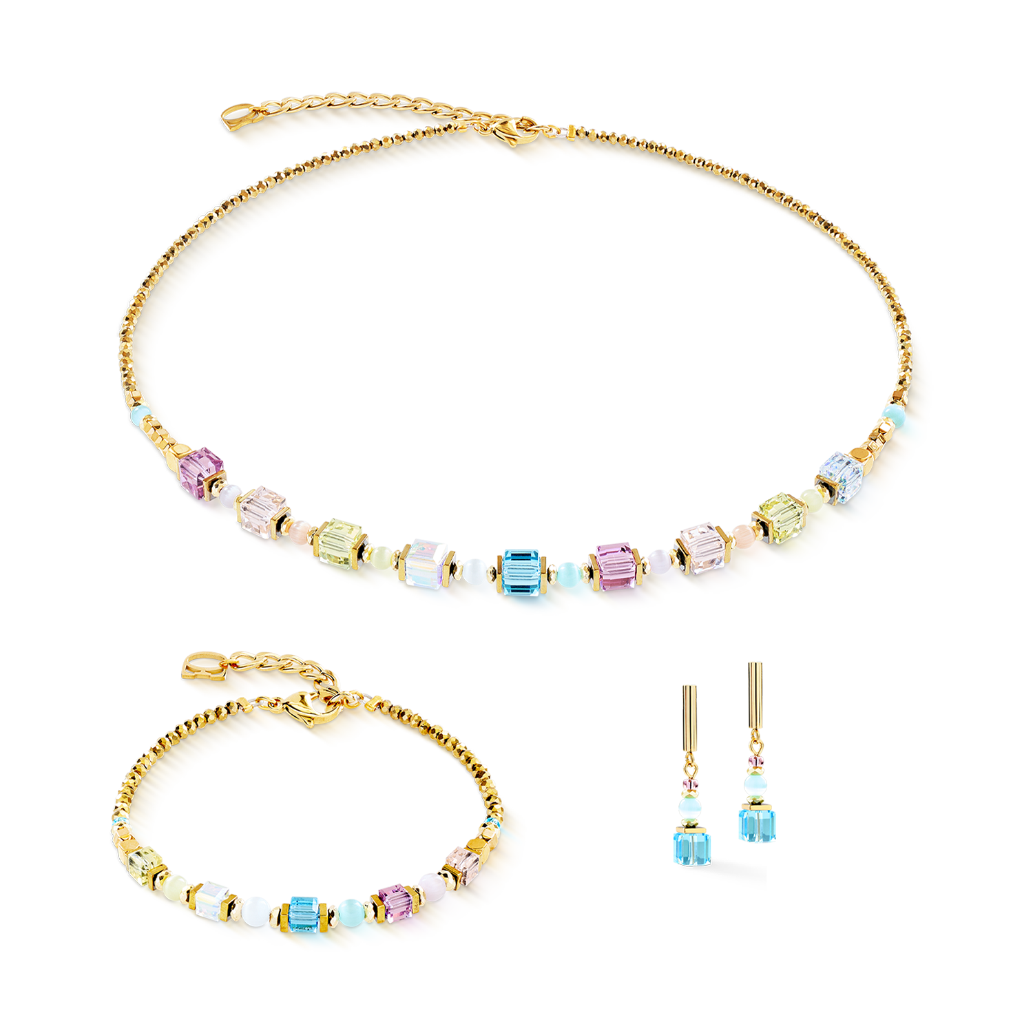 Earrings Cube Aura pastel gold