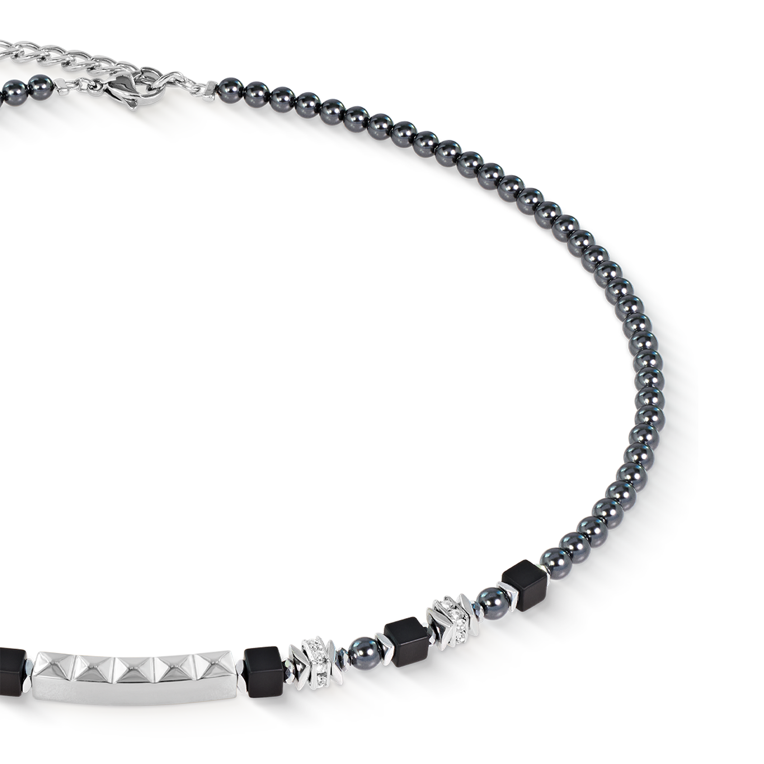 Beads & Pearls Spike Necklace Anthracite