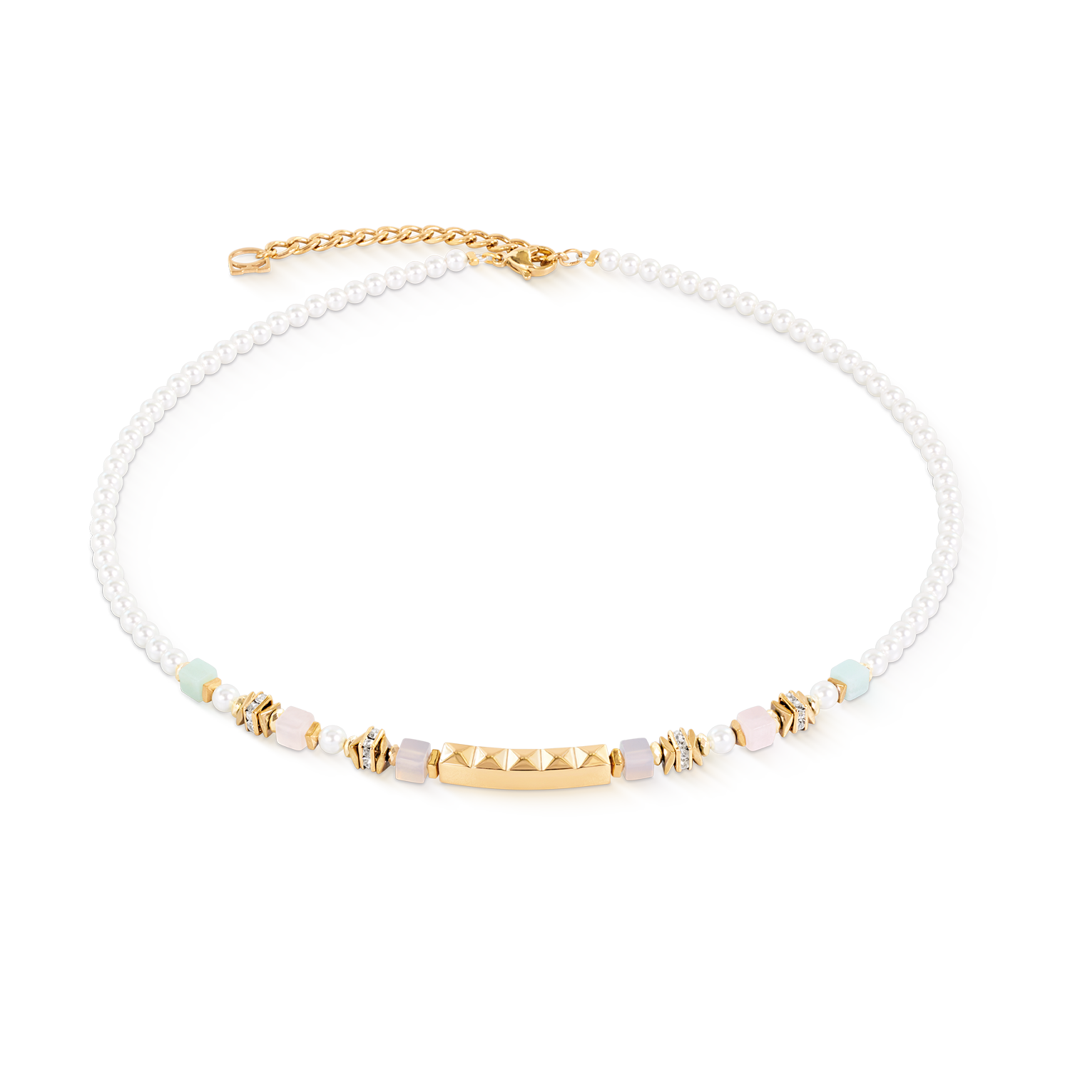 Beads & Pearls Spike Necklace Pastel