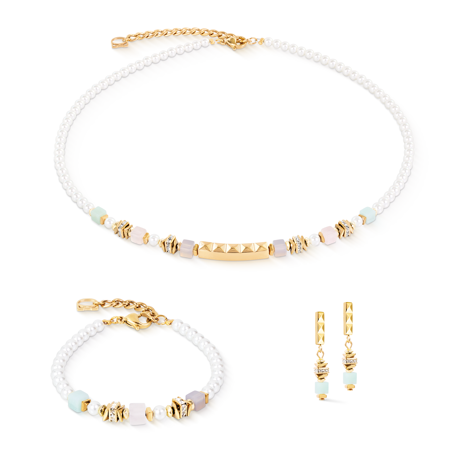 Beads & Pearls Spike Necklace Pastel