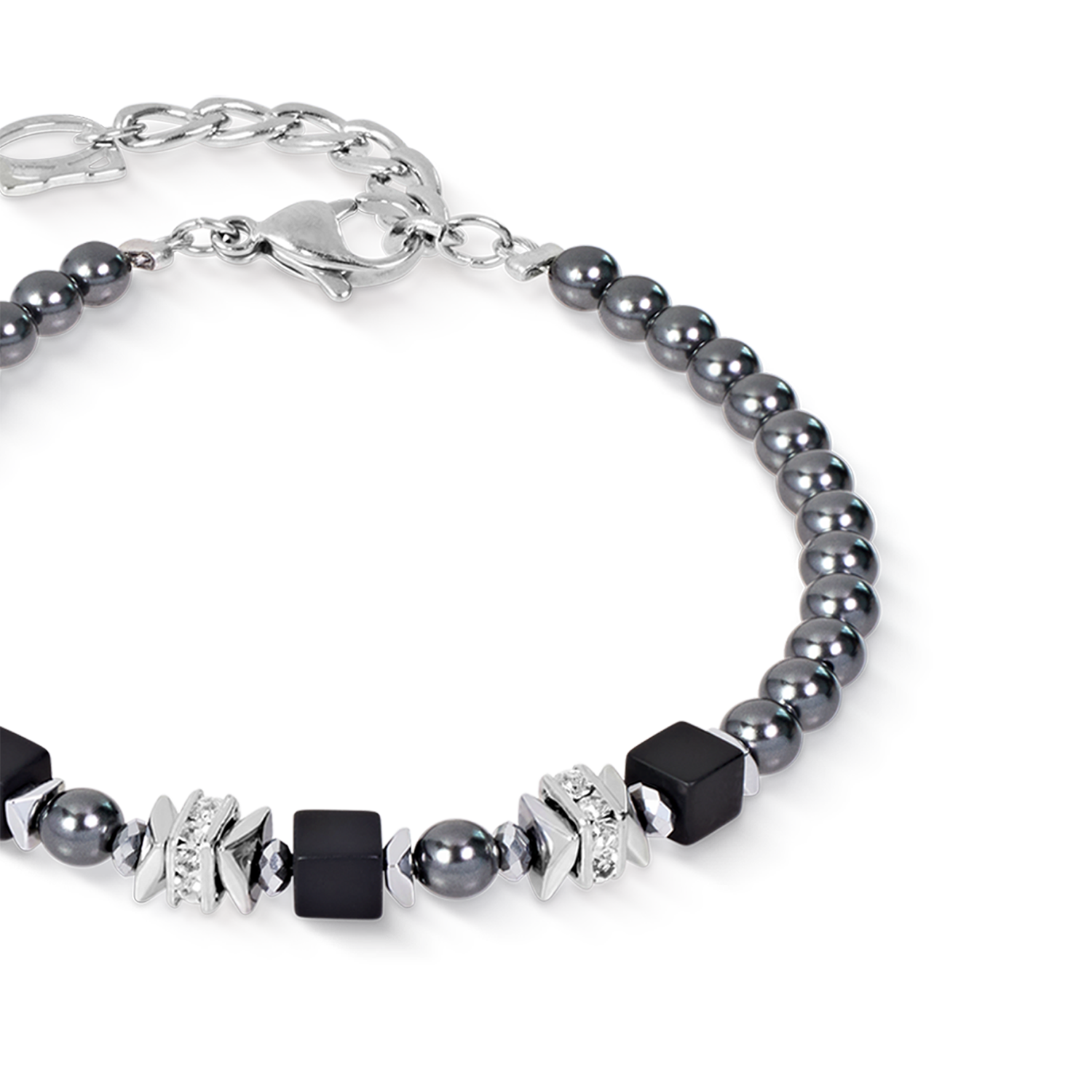 Beads & Pearls Spike Bracelet Anthracite