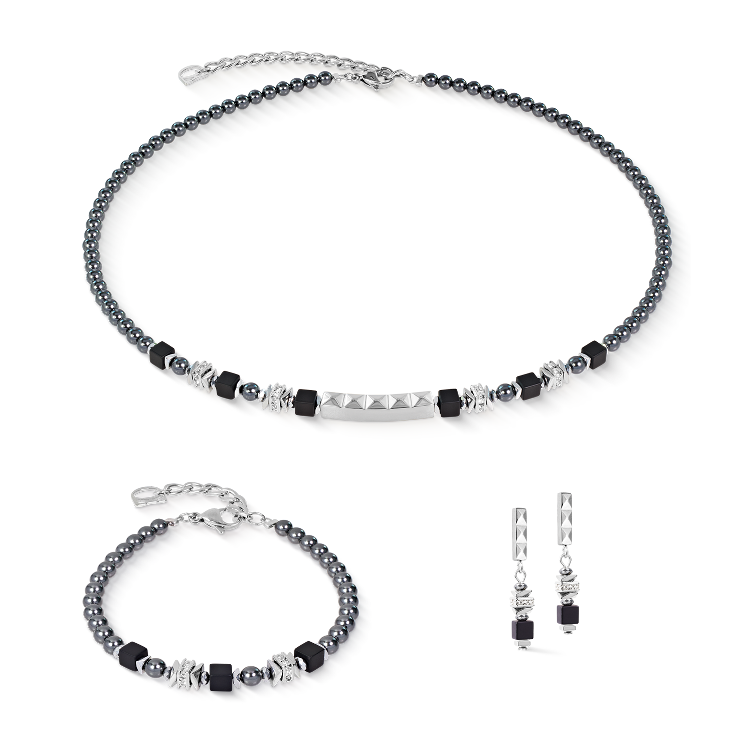Beads & Pearls Spike Bracelet Anthracite