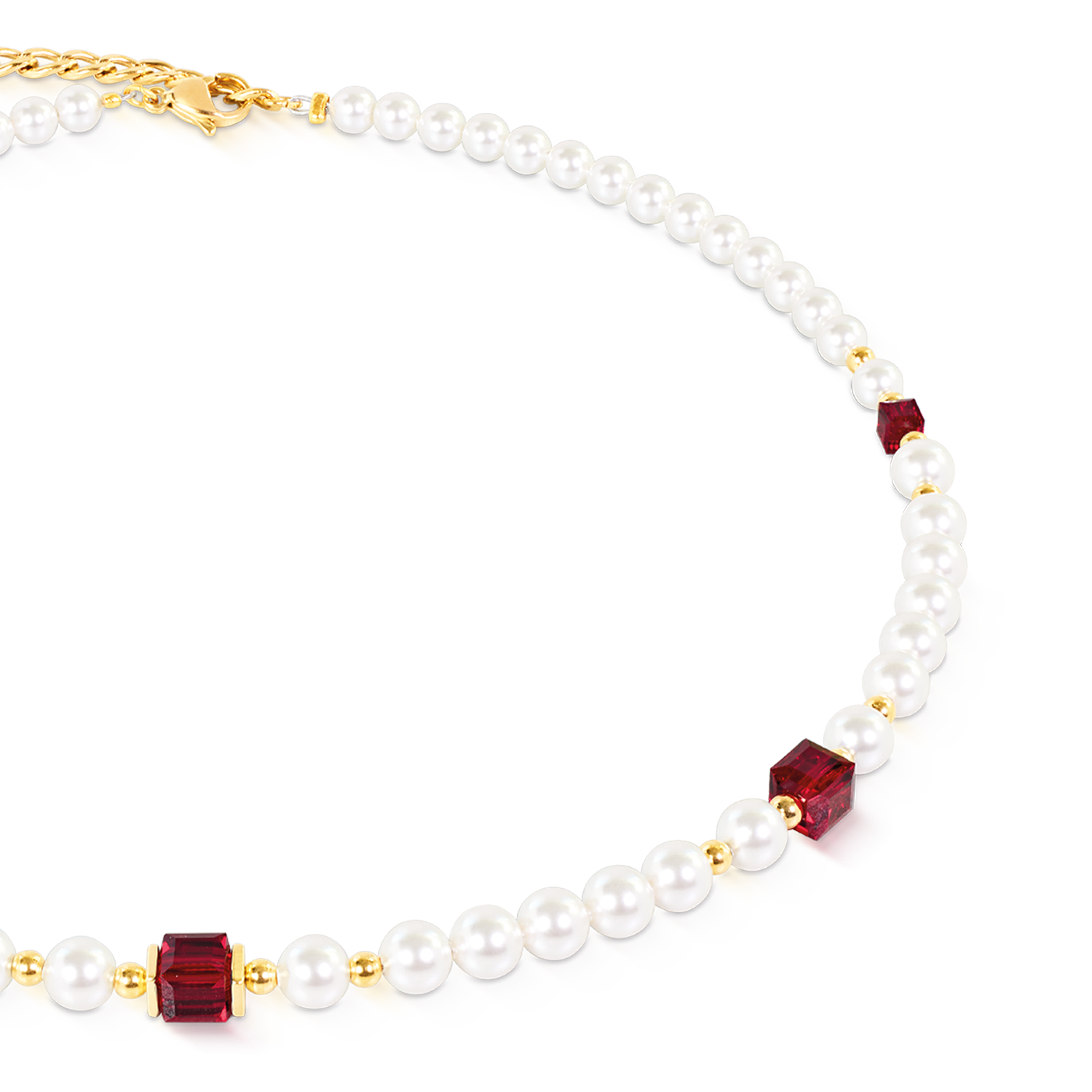 Cocktail Pearls Necklace Ruby