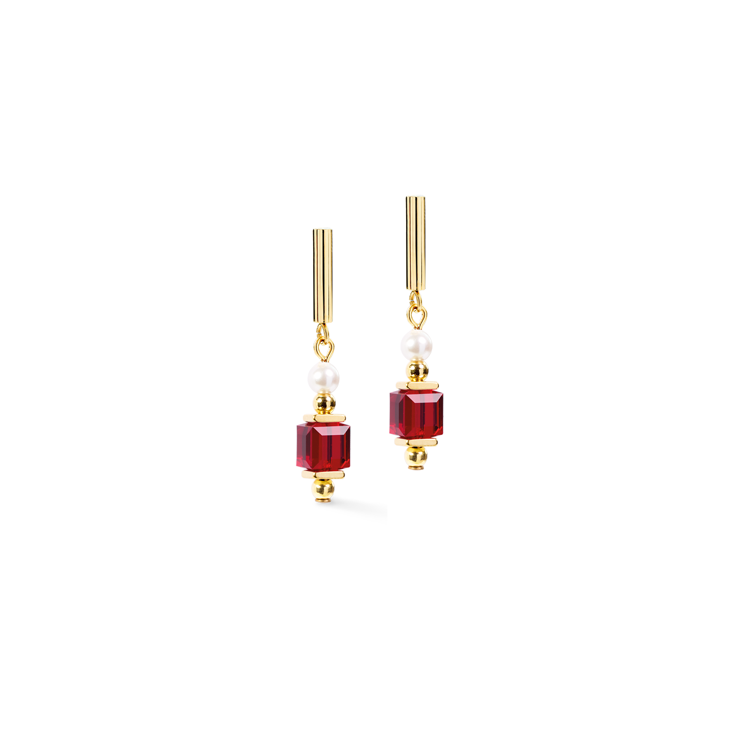 Cocktail Pearls Stud Earrings Ruby
