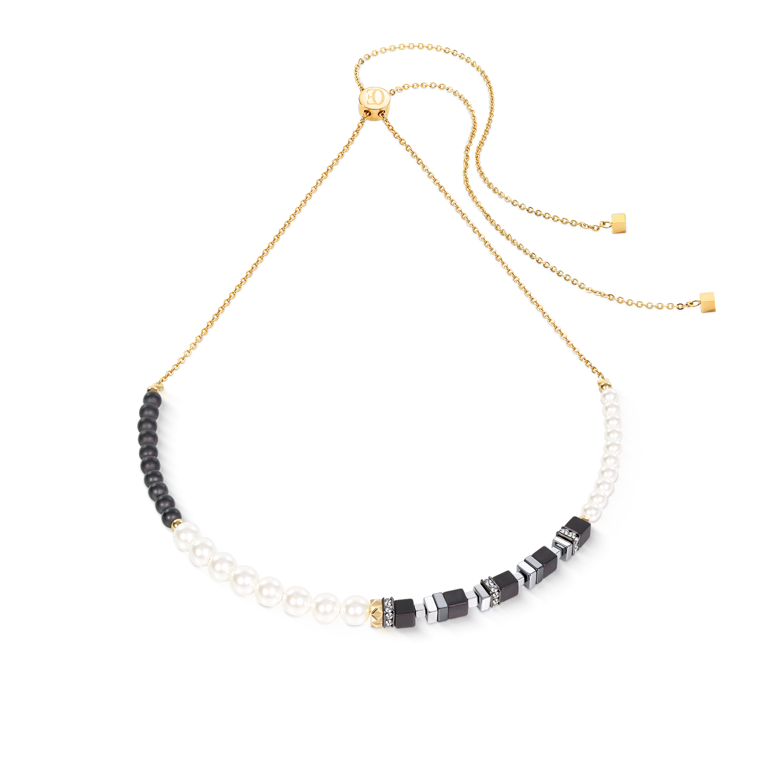 Precious Fusion Offset Slider Necklace Onyx