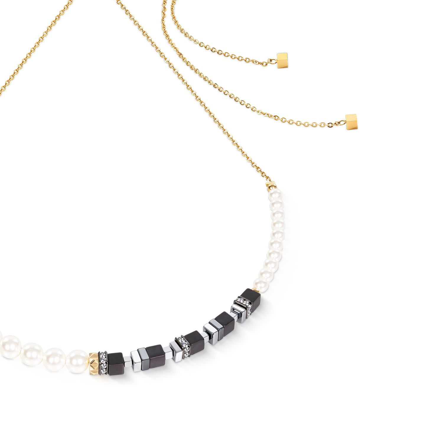 Precious Fusion Offset Slider Necklace Onyx