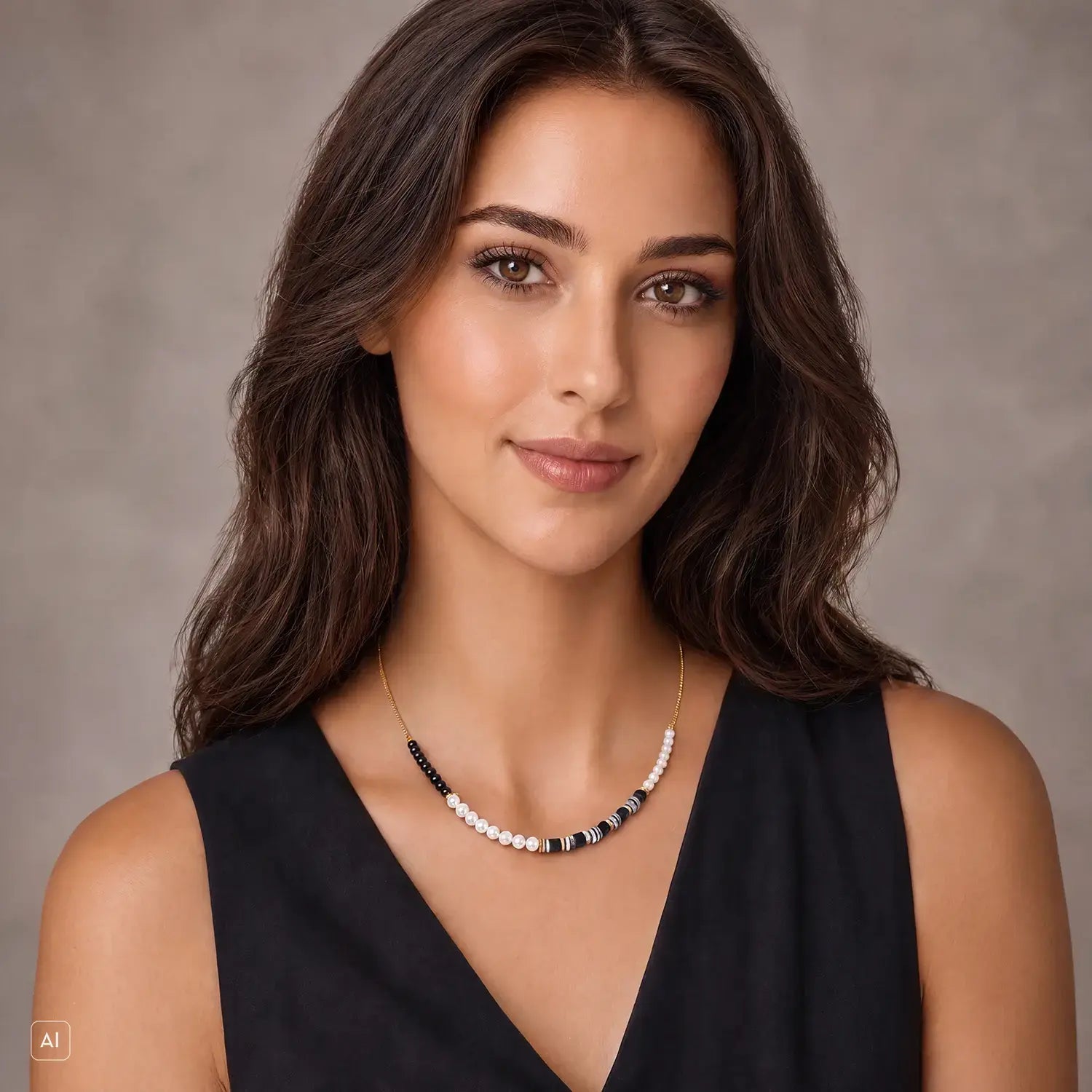 COEUR DE LION Precious Fusion Offset Slider Necklace Onyx – on model