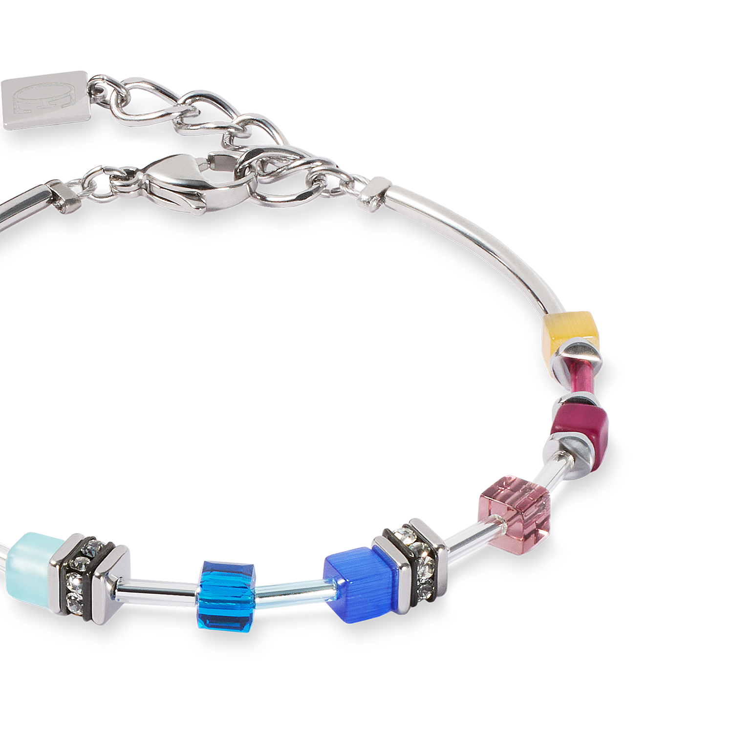 GeoCUBE® Lite Mini Bracelet Rainbow silver