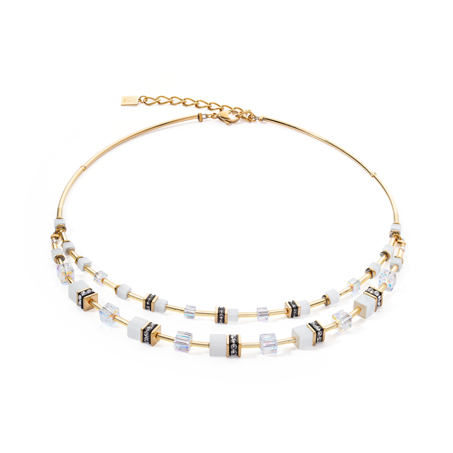 GeoCUBE® Iconic Layer necklace gold-white