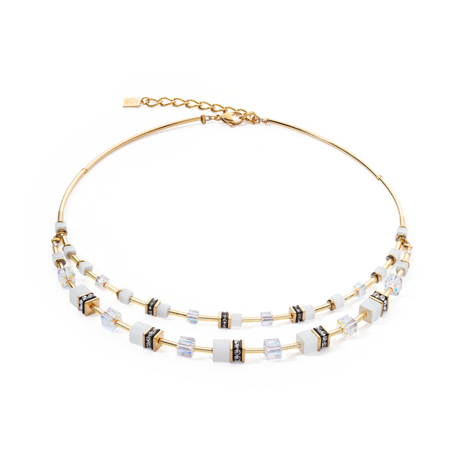 GeoCUBE® Iconic Layer necklace gold-white