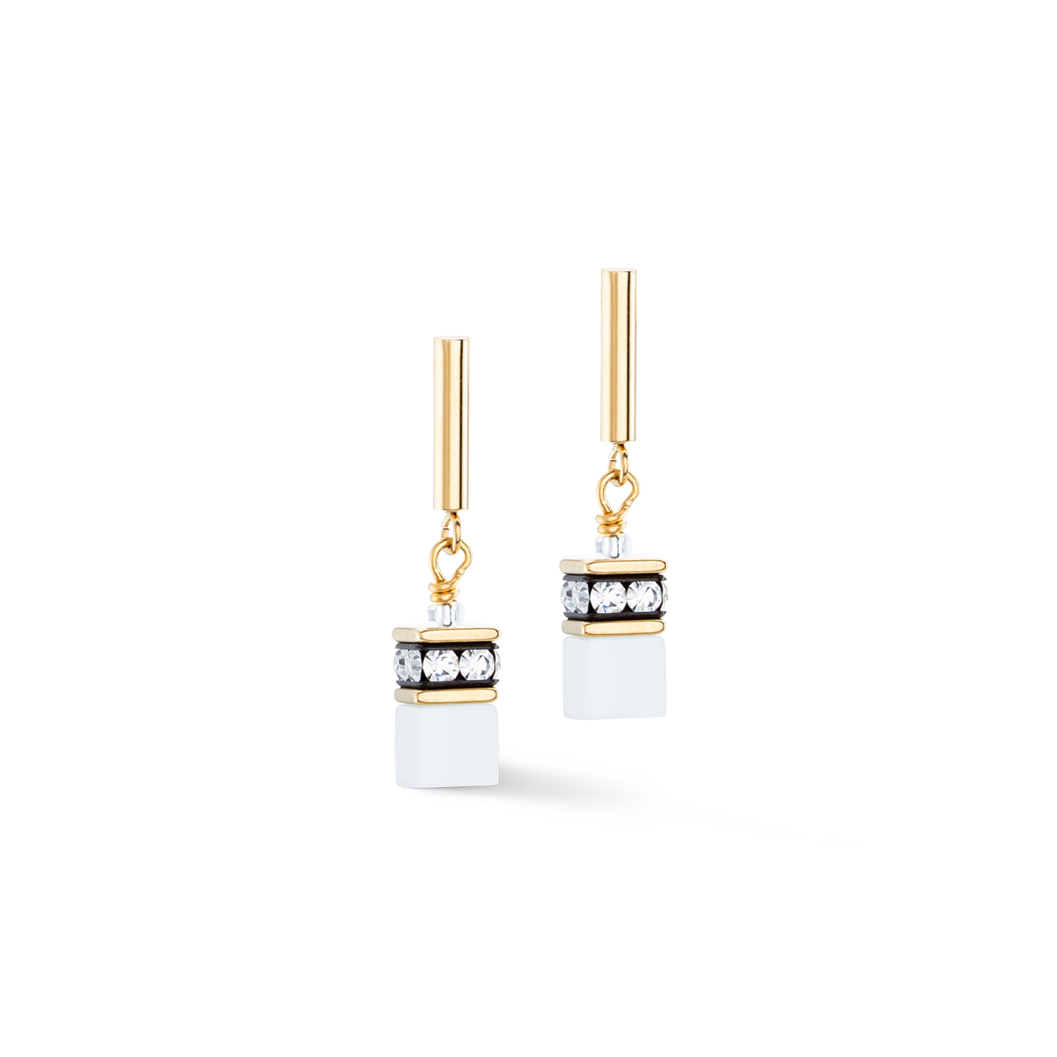 GeoCUBE® Iconic Layer earrings gold-white