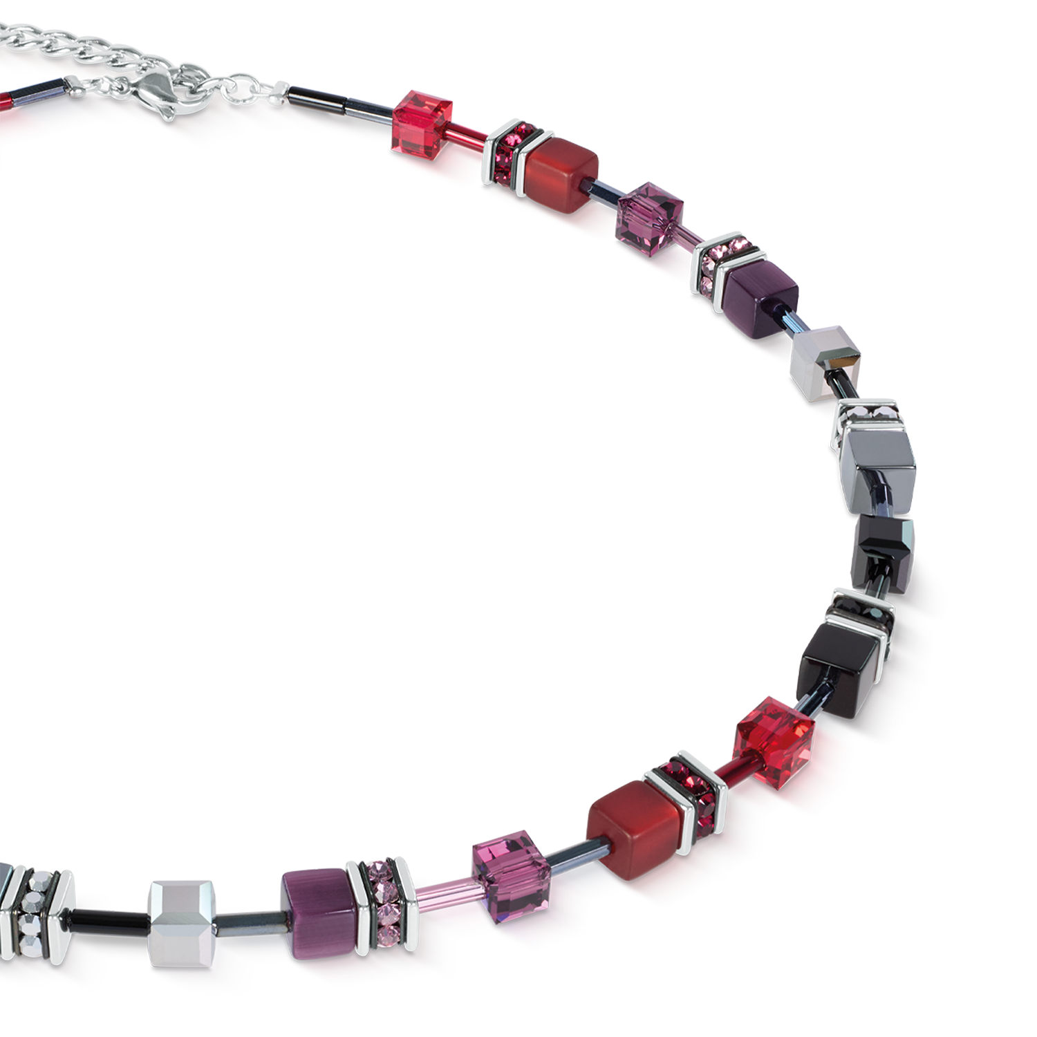GeoCUBE® Iconic Necklace Ruby Noir Silver