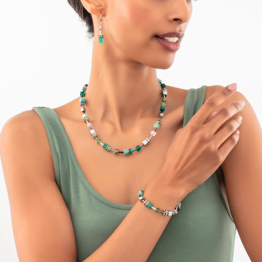 GeoCUBE® Iconic necklace silver-green