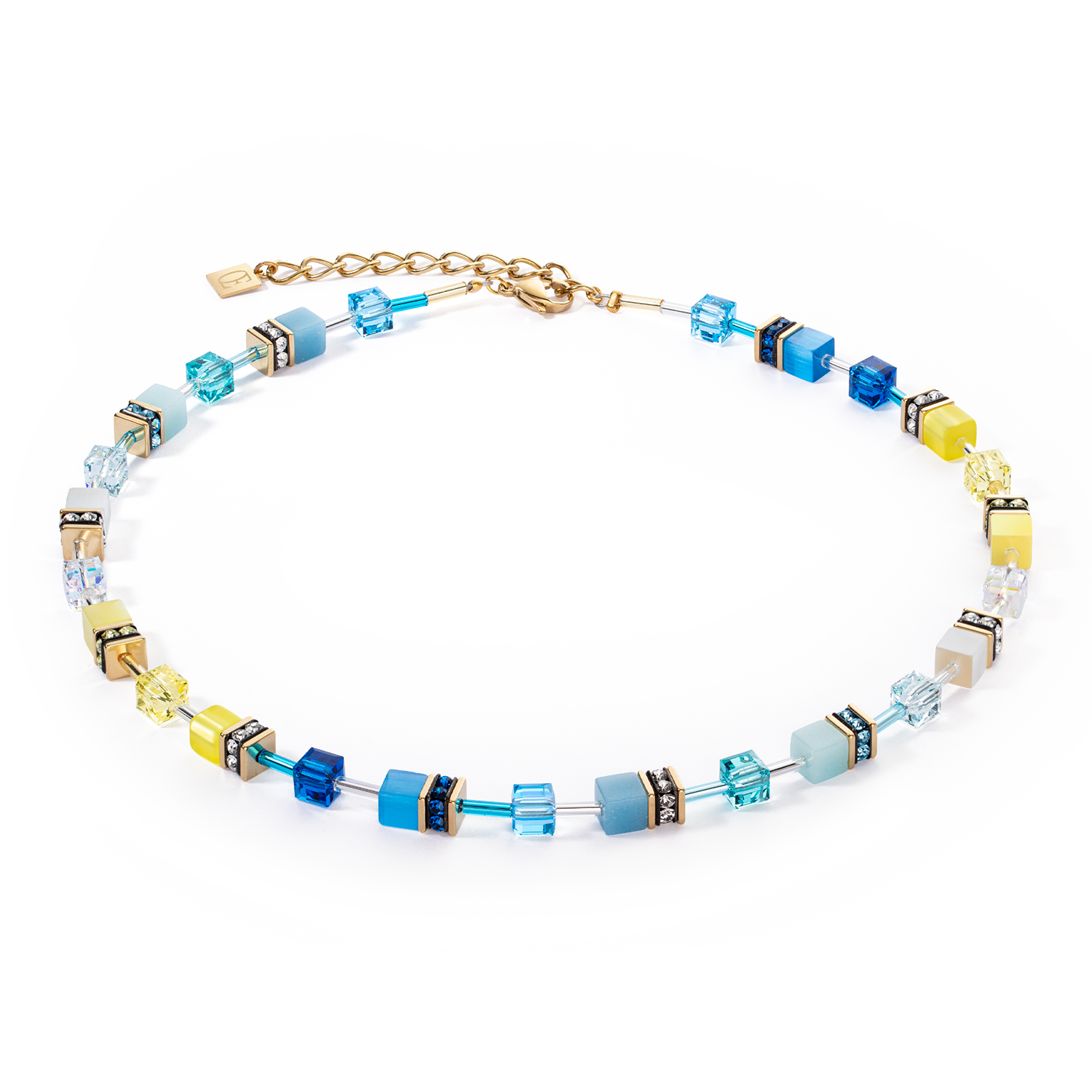 GeoCUBE® Iconic necklace turquoise-yellow