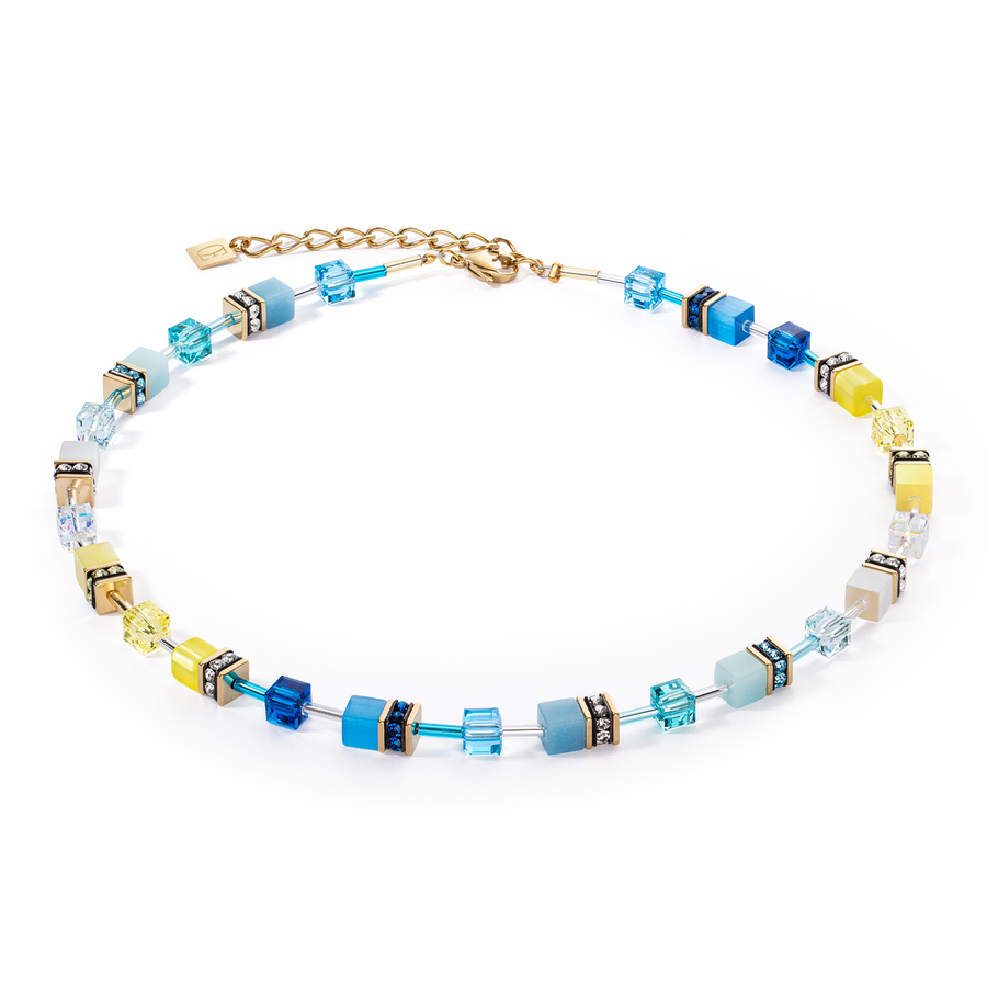 GeoCUBE® Iconic necklace turquoise-yellow