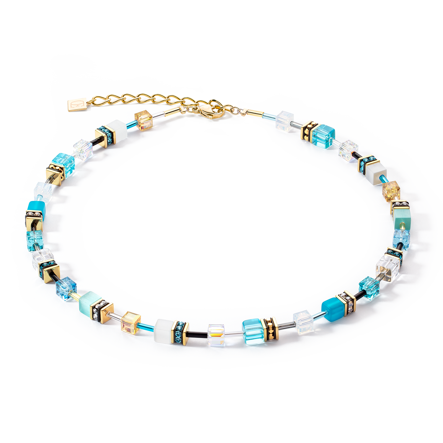 GeoCUBE® Iconic necklace gold turquoise