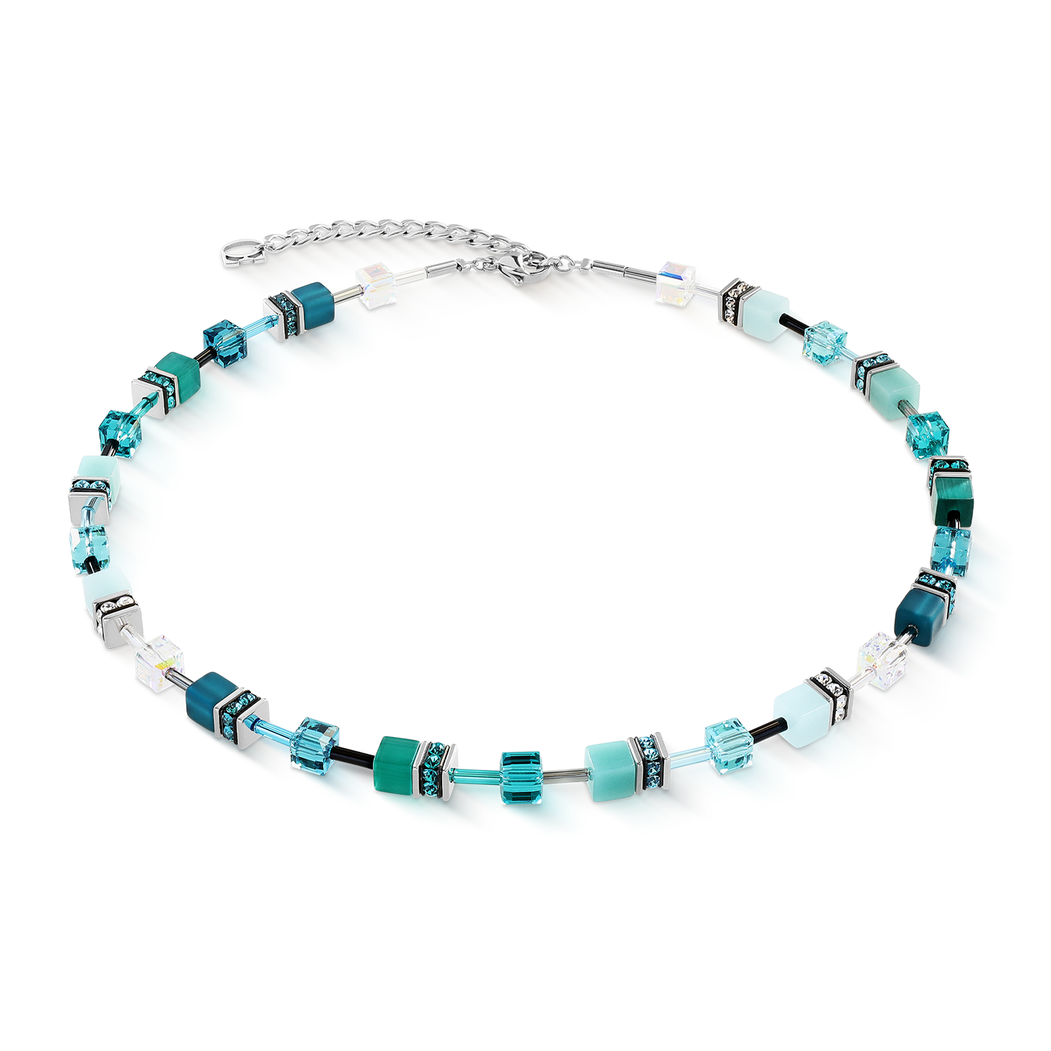 GeoCUBE® Iconic necklace Teal silver