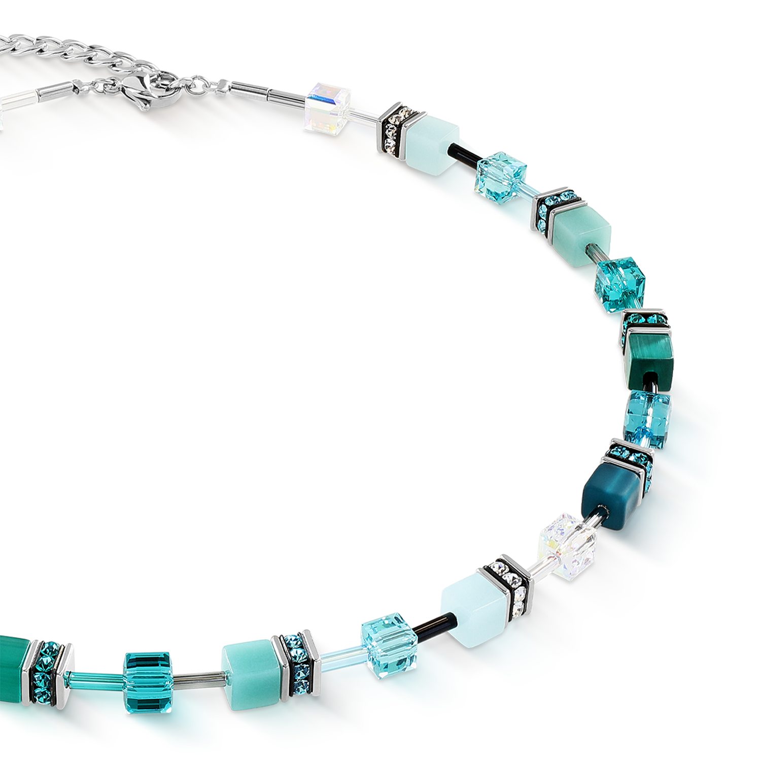 GeoCUBE® Iconic necklace Teal silver