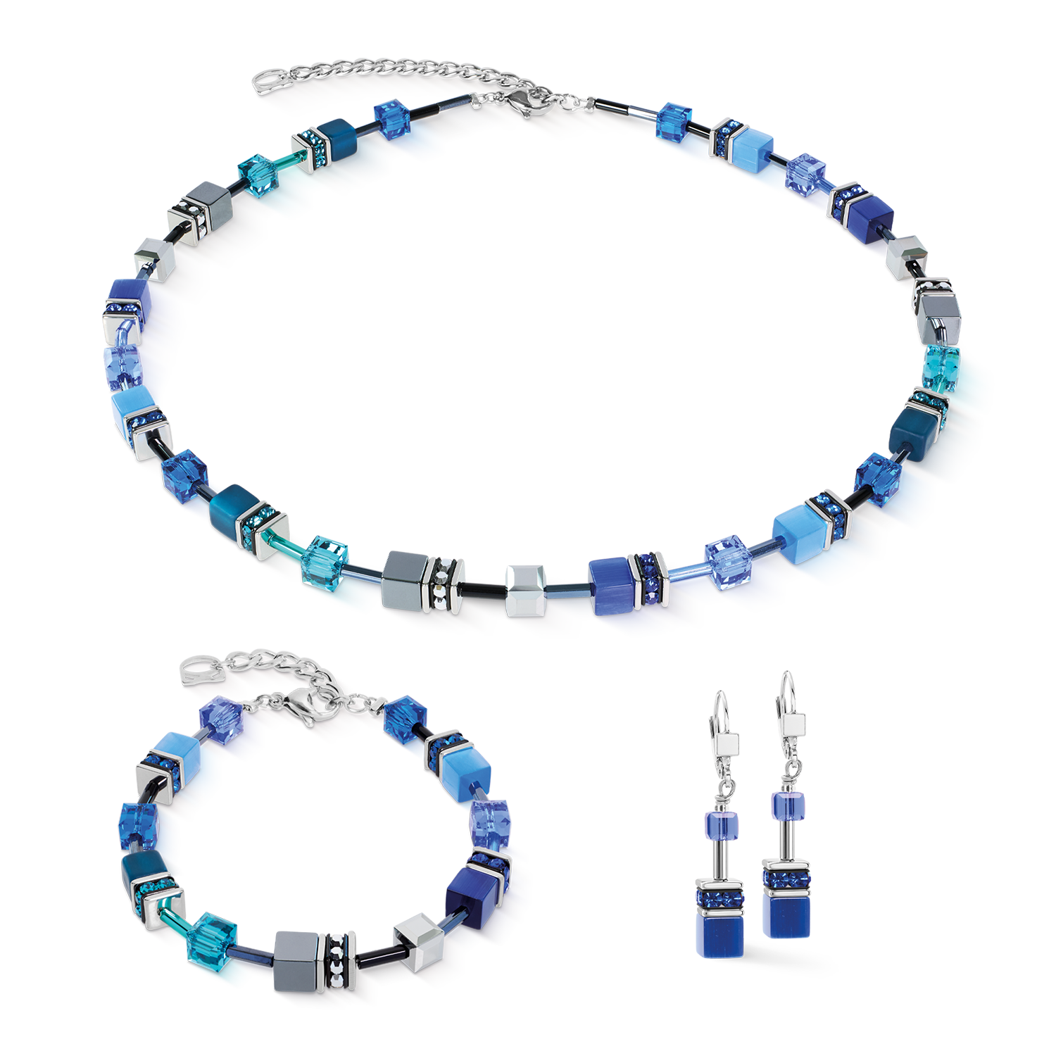 GeoCUBE® Iconic Necklace Azure Spirit Silver