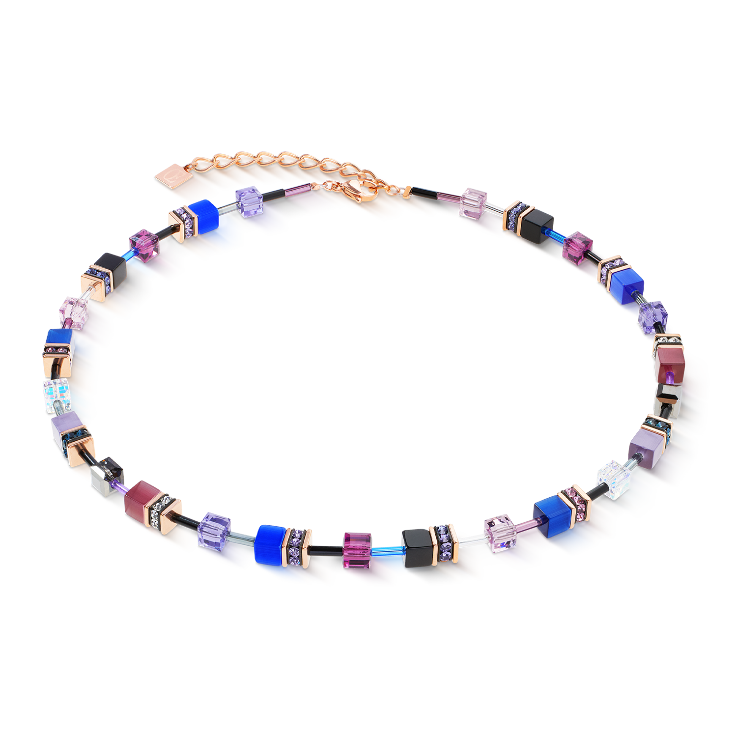 GeoCUBE® Iconic necklace Blue Moon rose gold