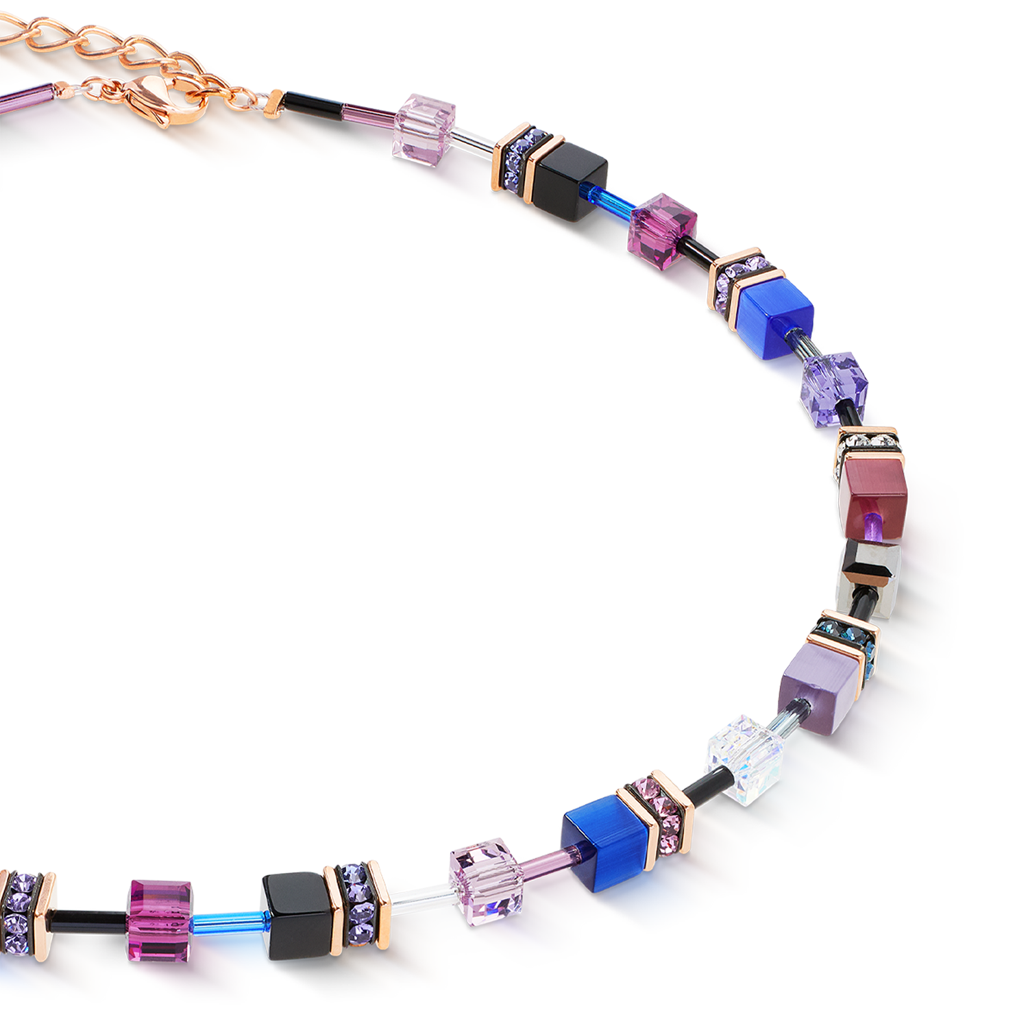 GeoCUBE® Iconic necklace Blue Moon rose gold