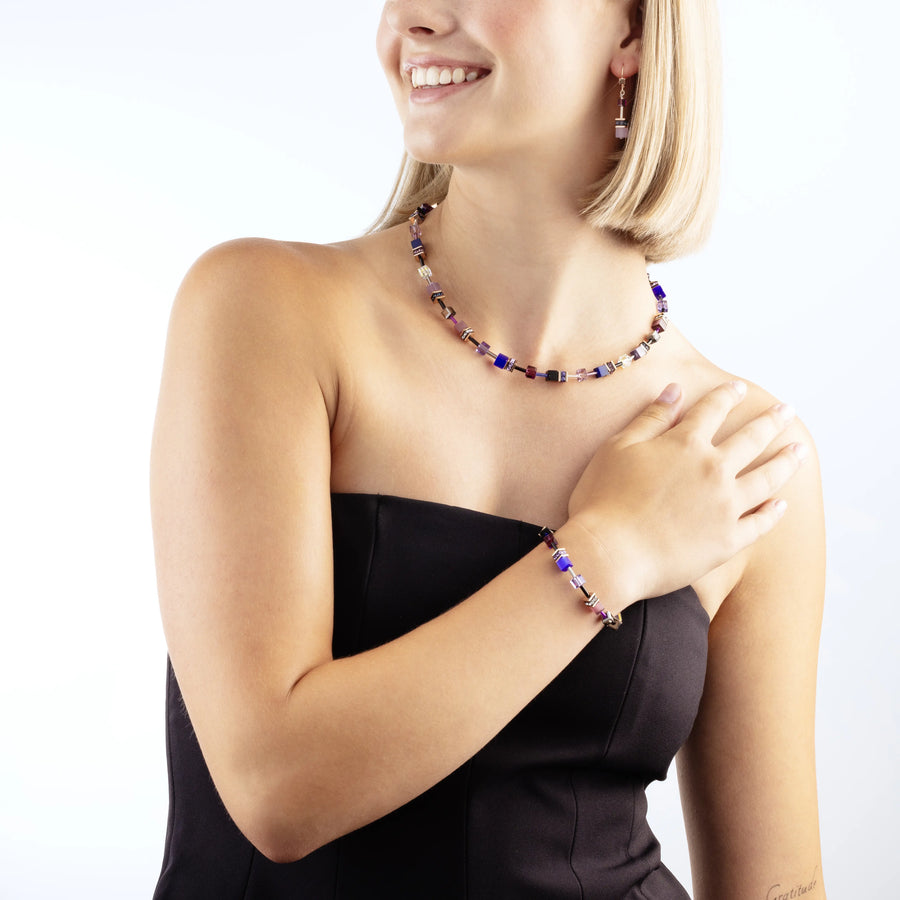 GeoCUBE® Iconic necklace Blue Moon rose gold