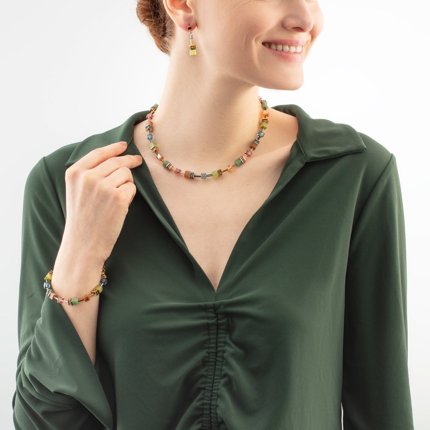 GeoCUBE® Iconic necklace Forest bicolour