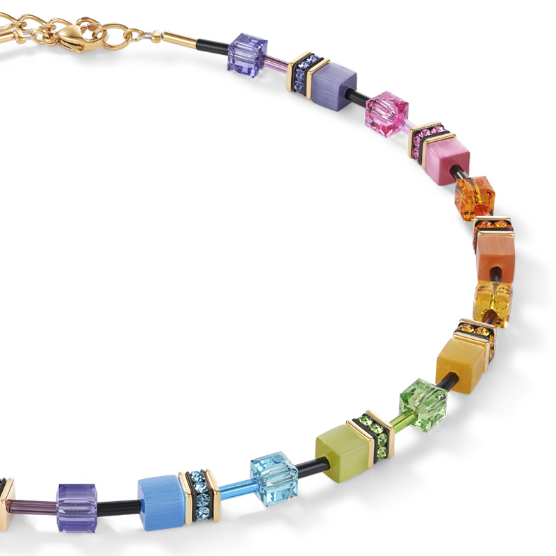 GeoCUBE® Necklace multicolour rainbow gold