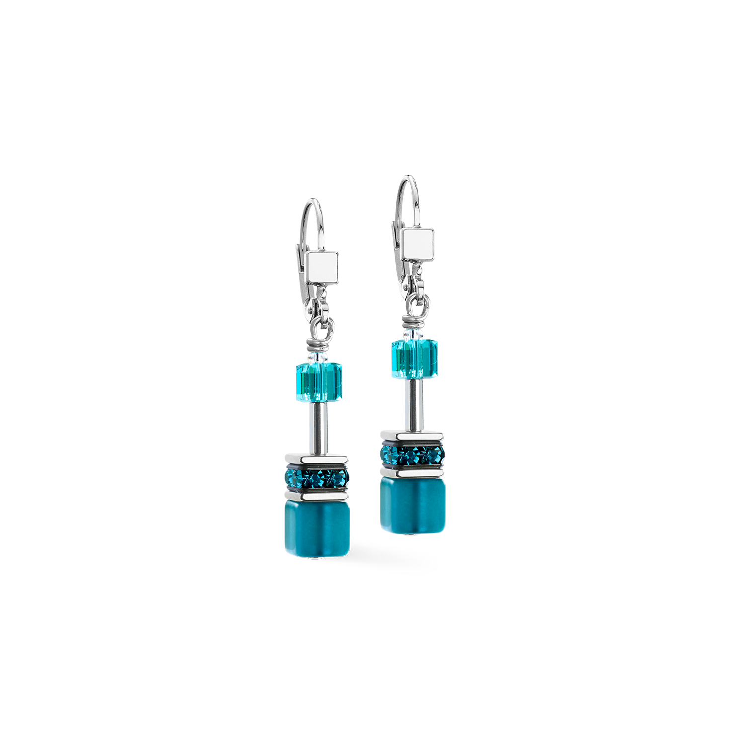 GeoCUBE® Iconic earrings Teal silver