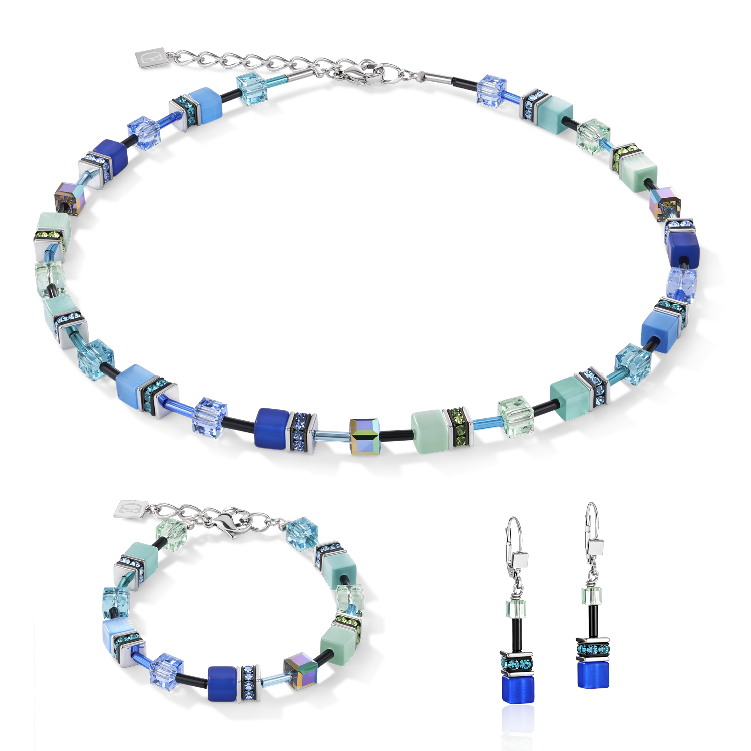 GeoCUBE® Earrings blue-green