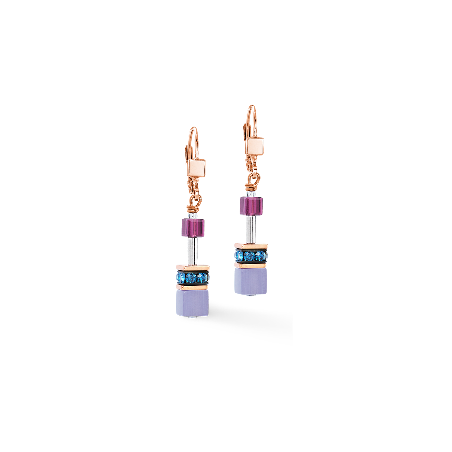 GeoCUBE® Iconic earrings Blue Moon rose gold