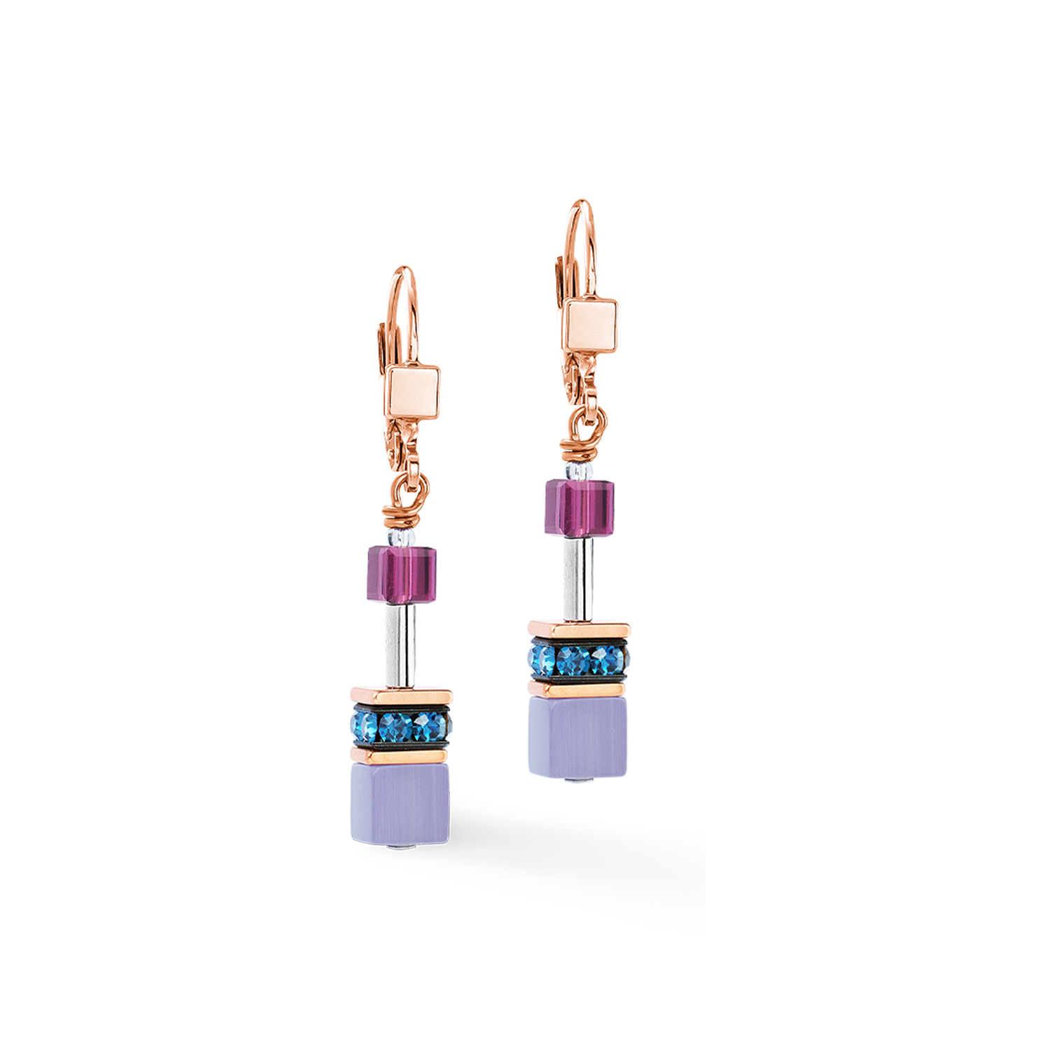 GeoCUBE® Iconic earrings Blue Moon rose gold
