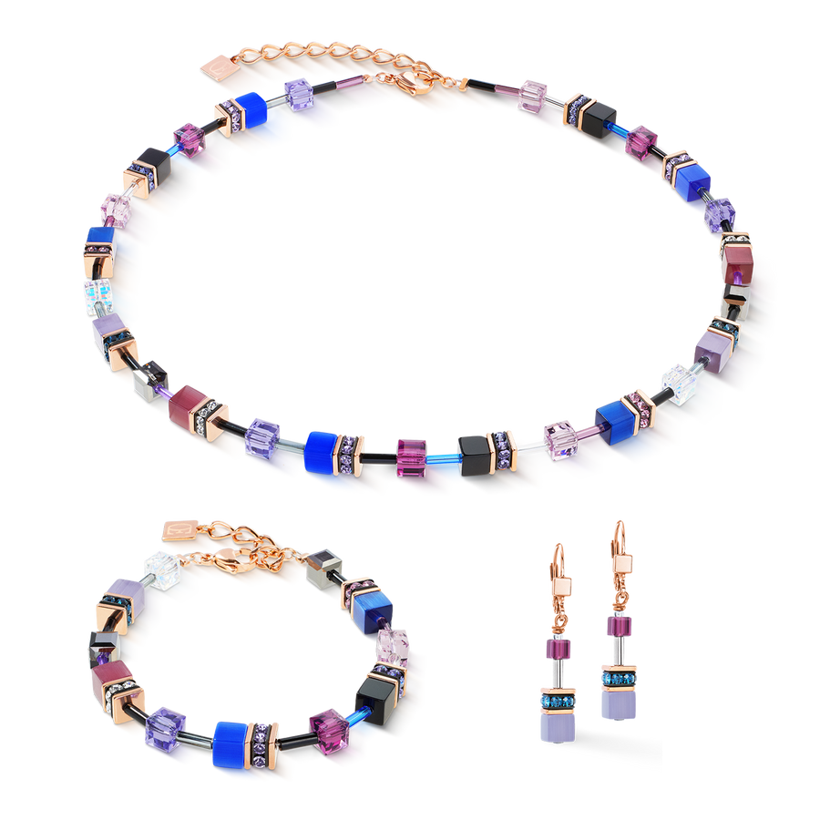 GeoCUBE® Iconic earrings Blue Moon rose gold