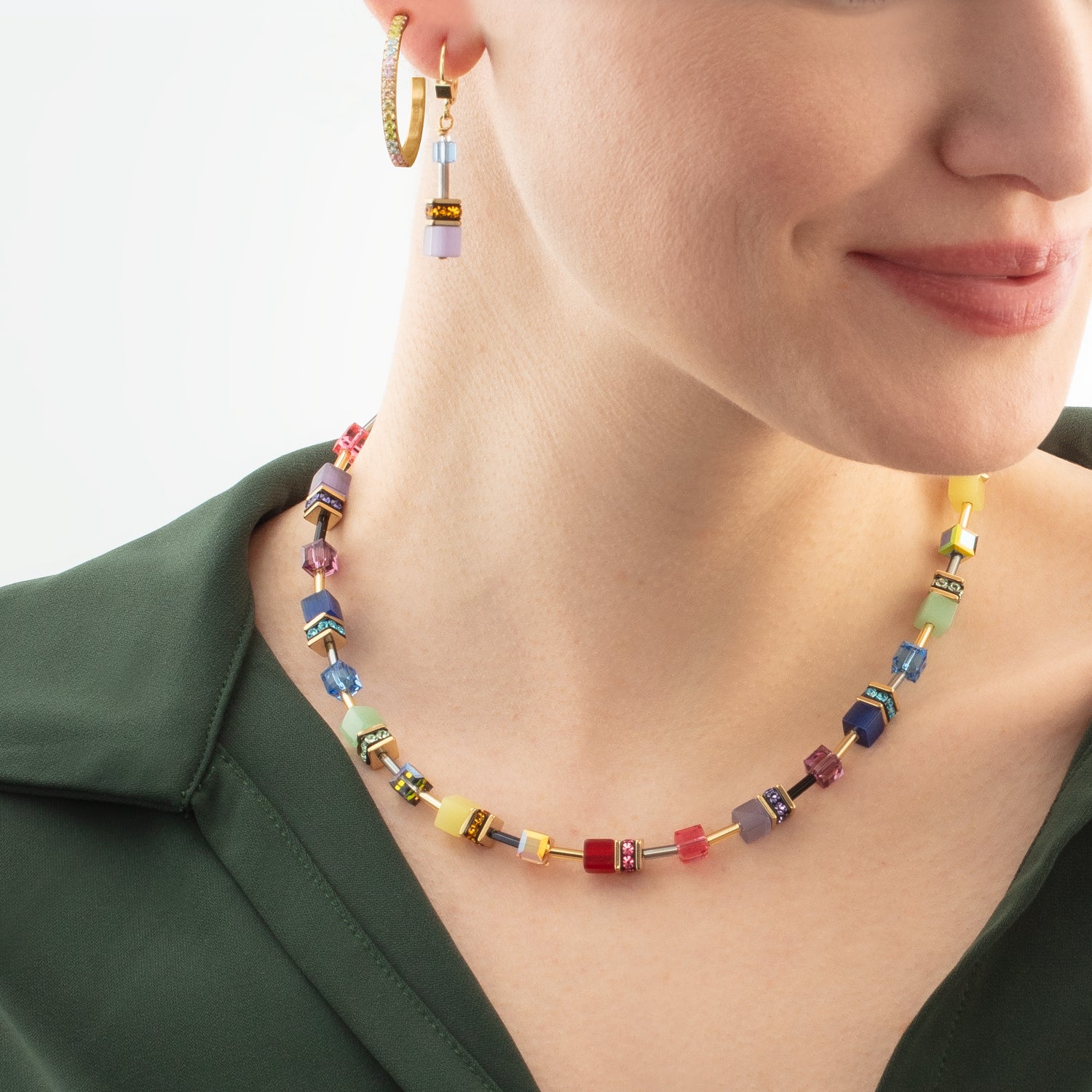GeoCUBE® Iconic earrings Festive gold-multicolour