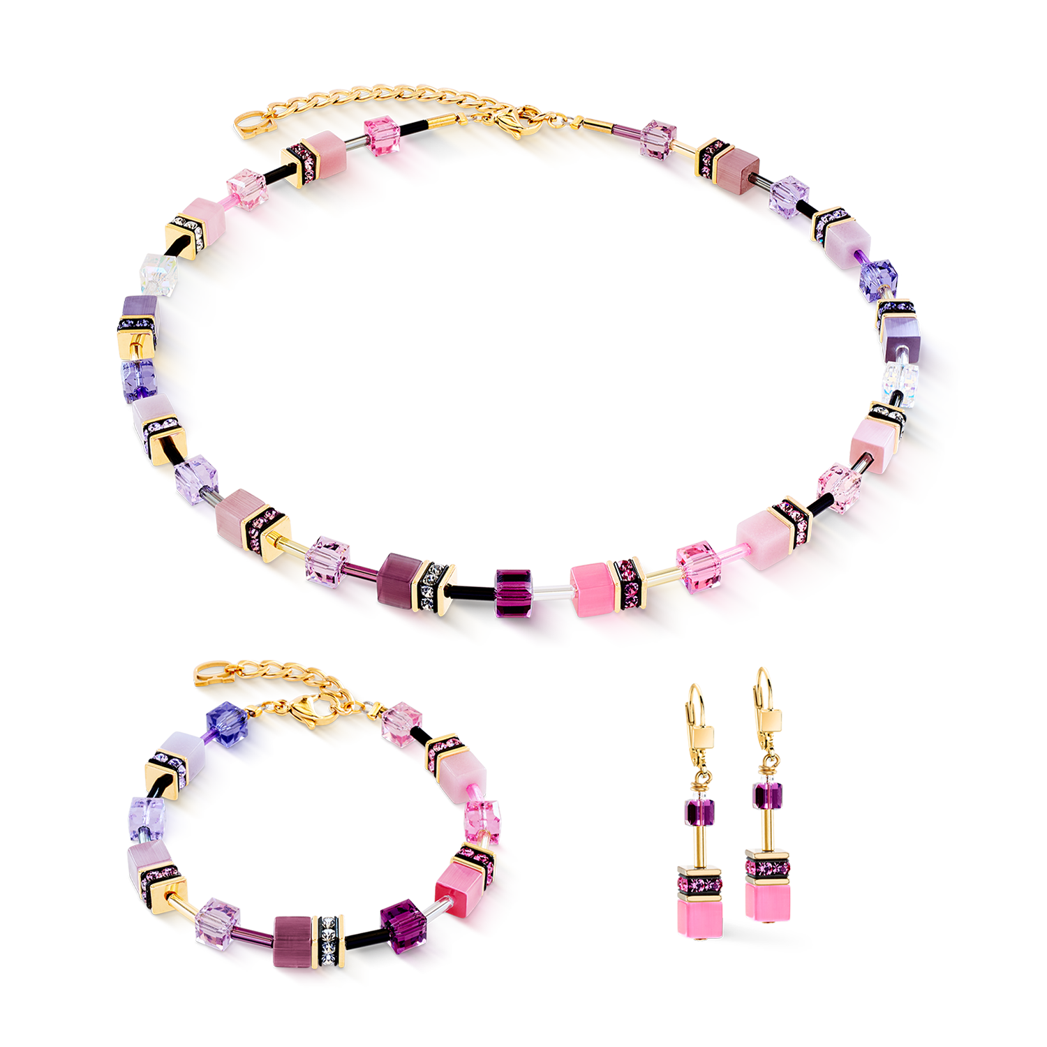GeoCUBE® Iconic earrings pink-lilac