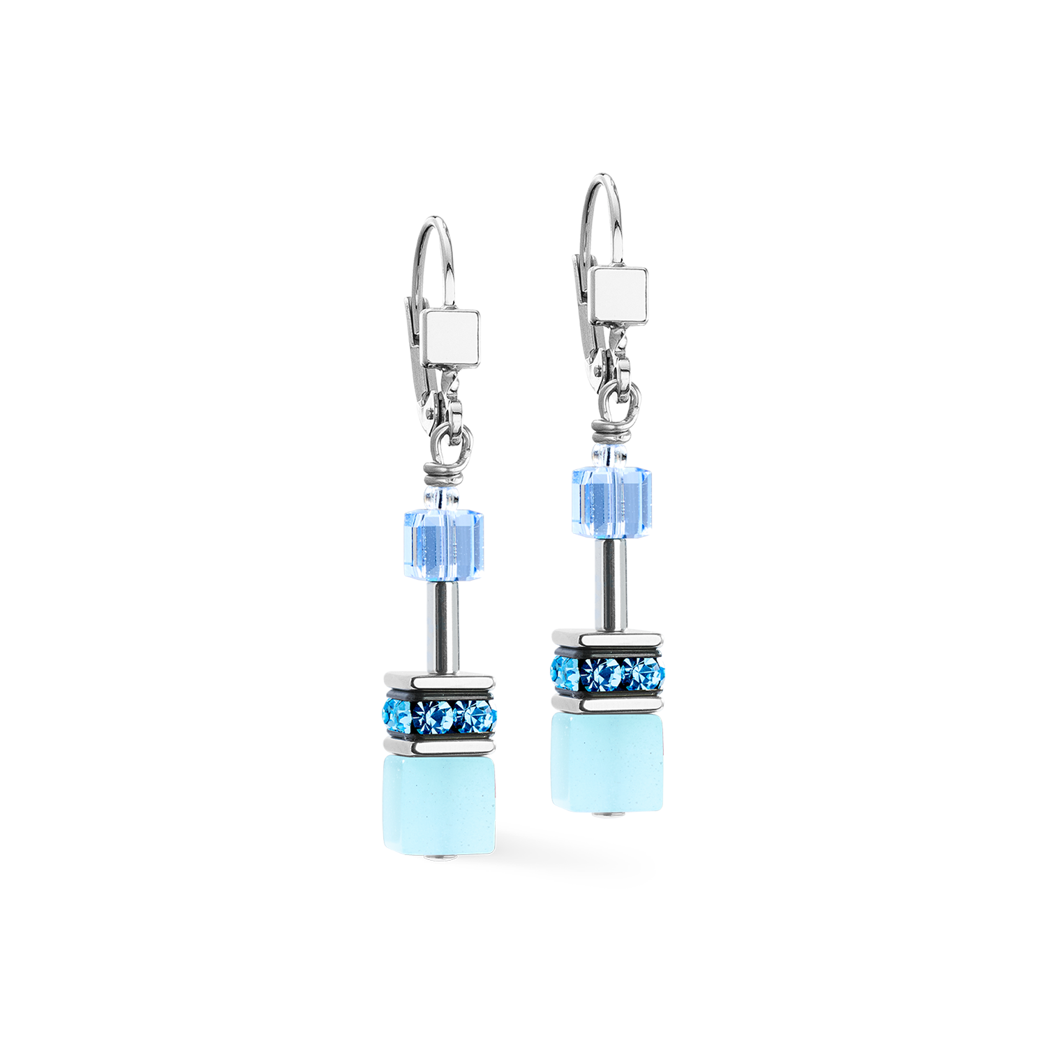 GeoCUBE® Iconic earrings aqua-blue