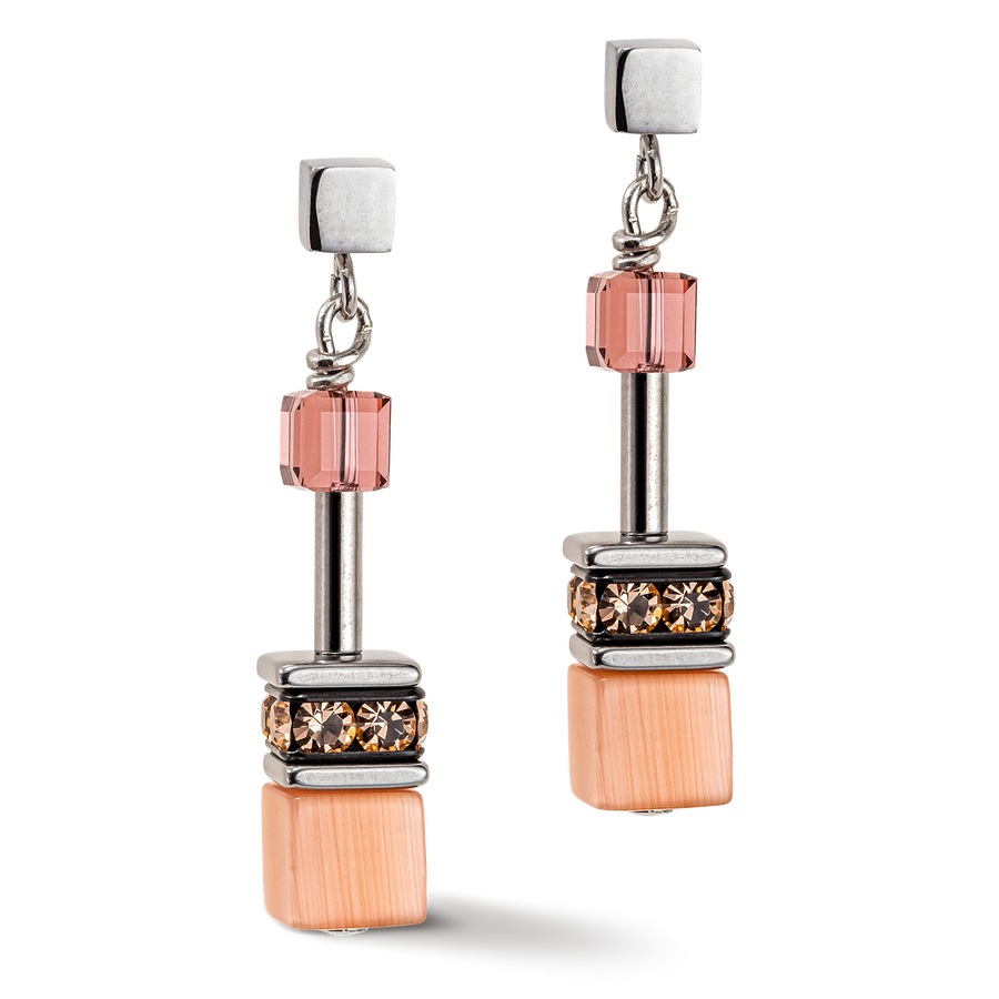 GeoCUBE® Iconic Multicolour Vintage earrings lilac-yellow